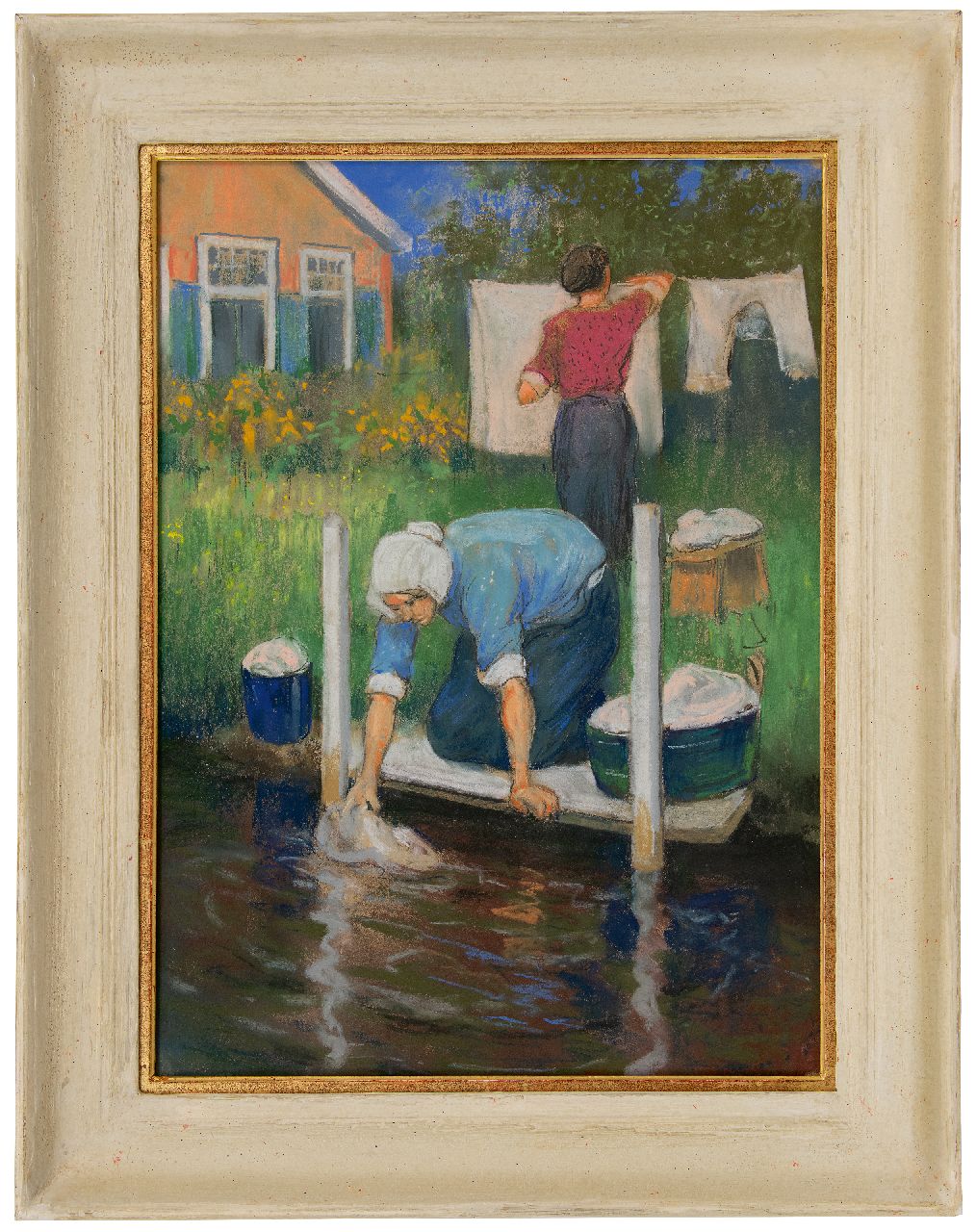 Heijenbrock J.C.H.  | Johan Coenraad Hermann 'Herman' Heijenbrock | Aquarellen en tekeningen te koop aangeboden | Wasdag, pastel op papier 63,9 x 46,8 cm, gesigneerd rechtsonder