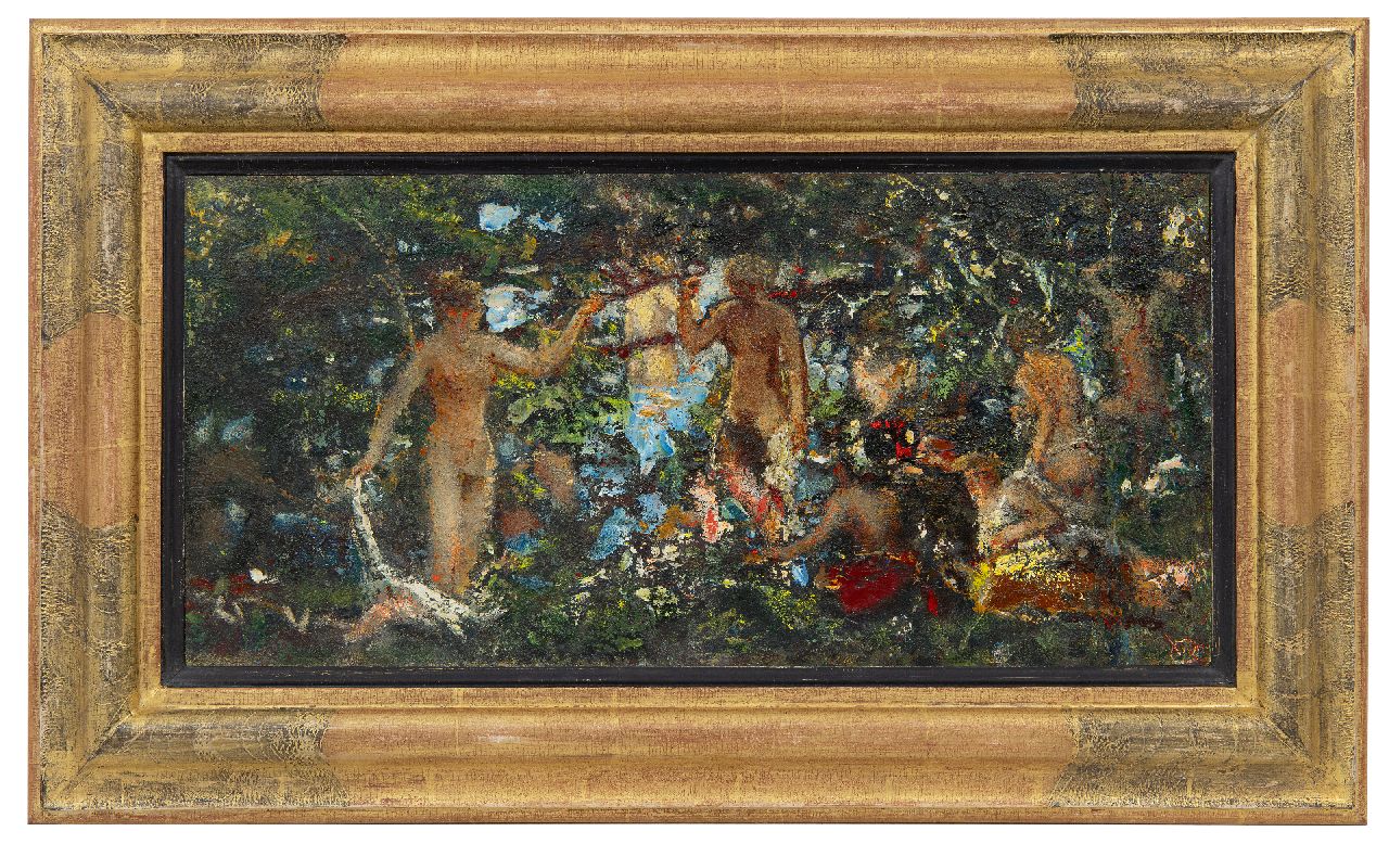 Westermann G.B.J. | Gerhardus Bernardus Josephus 'Gerard' Westermann, Baadsters, olieverf op paneel 25,4 x 51,6 cm, gesigneerd rechtsonder met monogram en verso gedateerd 1950 Westermann G.B.J. | Gerhardus Bernardus Josephus 'Gerard' Westermann, Baadsters, olieverf op paneel 25,4 x 51,6 cm, gesigneerd rechtsonder met monogram en verso gedateerd 1950