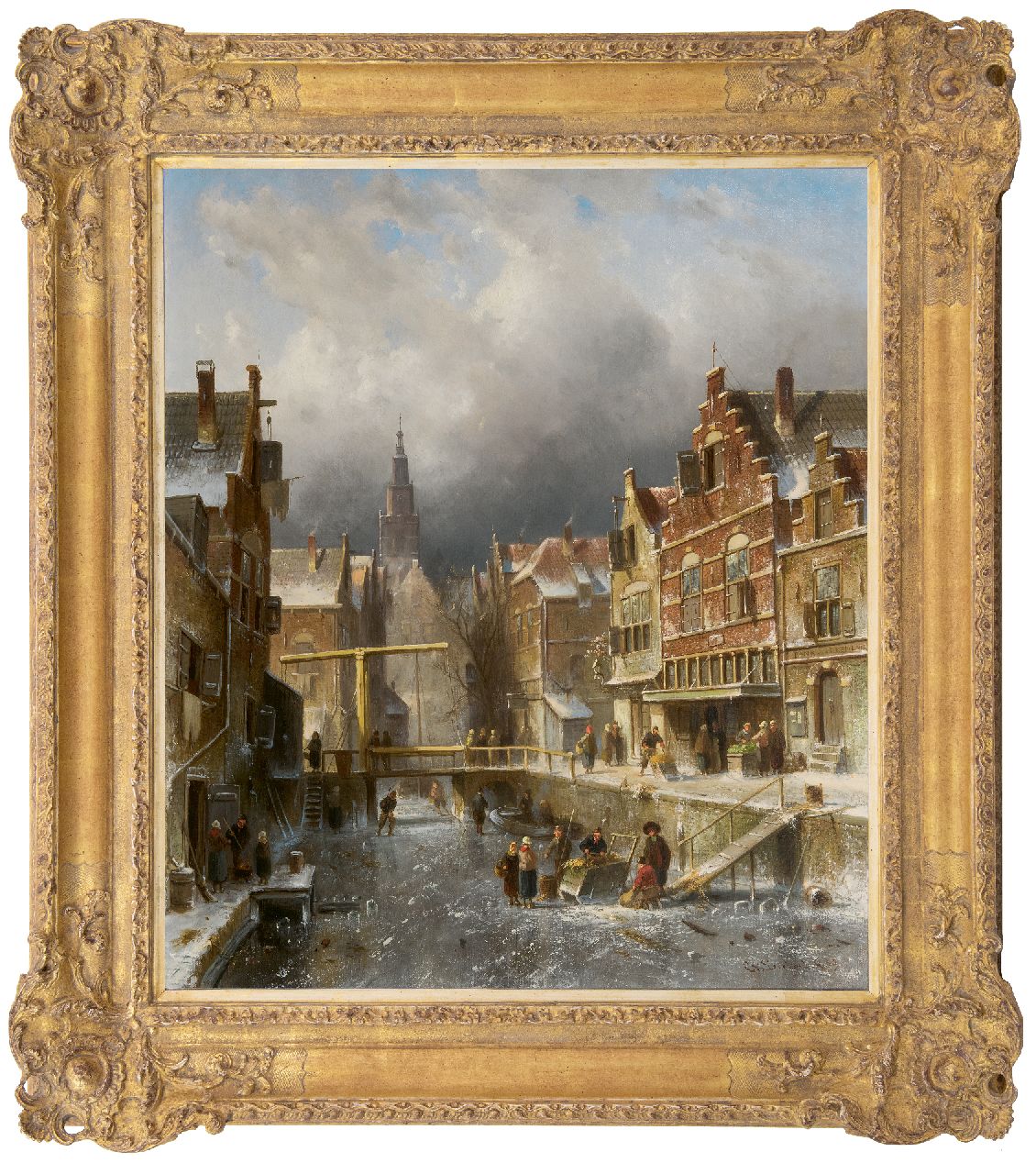 Leickert C.H.J. | 'Charles' Henri Joseph Leickert, Drukbevolkte stadsgracht bij winter, olieverf op doek 70,1 x 60,0 cm, gesigneerd rechtsonder en gedateerd '85 Leickert C.H.J. | 'Charles' Henri Joseph Leickert, Drukbevolkte stadsgracht bij winter, olieverf op doek 70,1 x 60,0 cm, gesigneerd rechtsonder en gedateerd '85