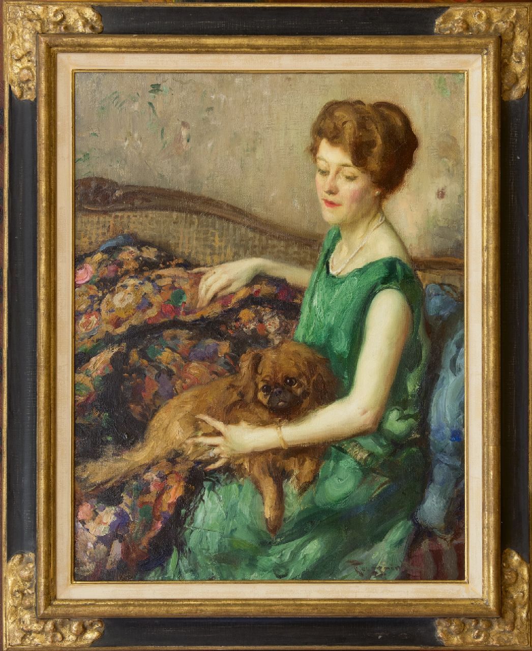 Toussaint F. | Fernand Toussaint | Schilderijen te koop aangeboden | Vrouw in groene jurk, olieverf op doek 73,4 x 56,7 cm, gesigneerd rechtsonder en zonder lijst Toussaint F. | Fernand Toussaint | Schilderijen te koop aangeboden | Vrouw in groene jurk, olieverf op doek 73,4 x 56,7 cm, gesigneerd rechtsonder en zonder lijst