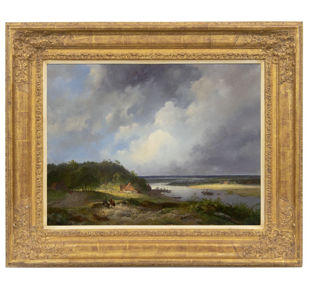 Nuijen W.J.J. | Wijnandus Johannes Josephus 'Wijnand' Nuijen | Schilderijen te koop aangeboden | Weidse riviervallei, mogelijk de Rijn, olieverf op paneel 41,9 x 55,3 cm, gesigneerd middenonder (in een schutkleur) en gedateerd 1831 Nuijen W.J.J. | Wijnandus Johannes Josephus 'Wijnand' Nuijen | Schilderijen te koop aangeboden | Weidse riviervallei, mogelijk de Rijn, olieverf op paneel 41,9 x 55,3 cm, gesigneerd middenonder (in een schutkleur) en gedateerd 1831