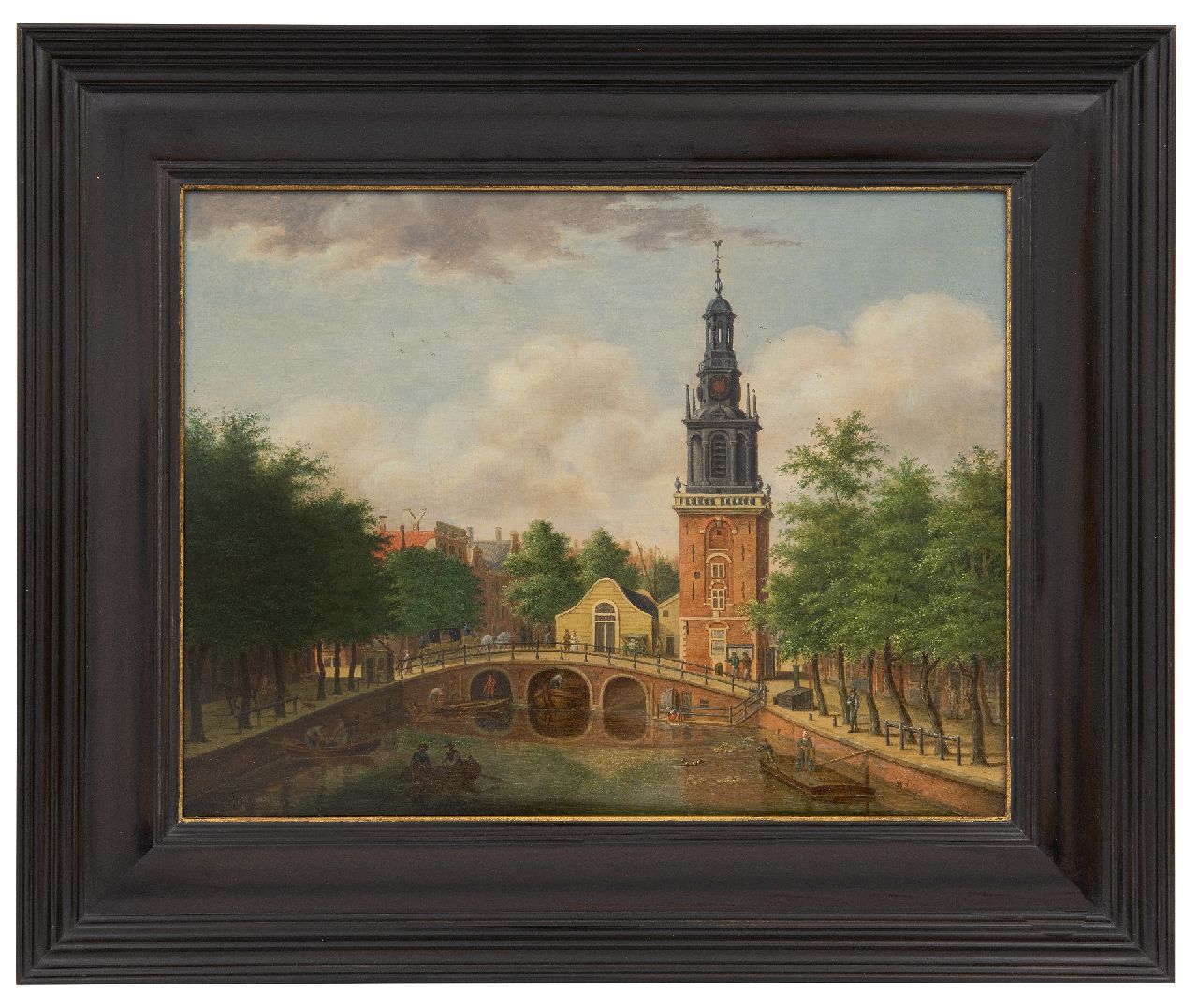 Zijderveld W.  | Willem Zijderveld | Schilderijen te koop aangeboden | De Amsterdamse Jan Roodenpoortstoren over het Singel (pendant van 23142), olieverf op paneel 25,6 x 33,4 cm, gesigneerd linksonder (vaag)