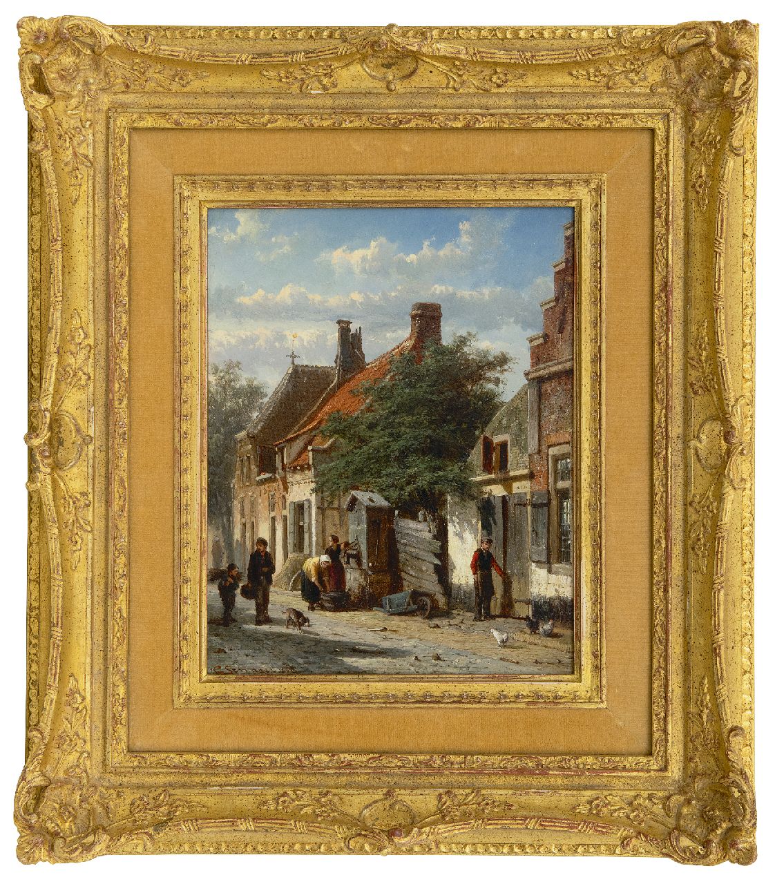 Springer C.  | Cornelis Springer, Het Walstraatje te Harderwijk, olieverf op paneel 25,2 x 19,8 cm, gesigneerd linksonder en verso op etiket en recto en verso gedateerd 1862