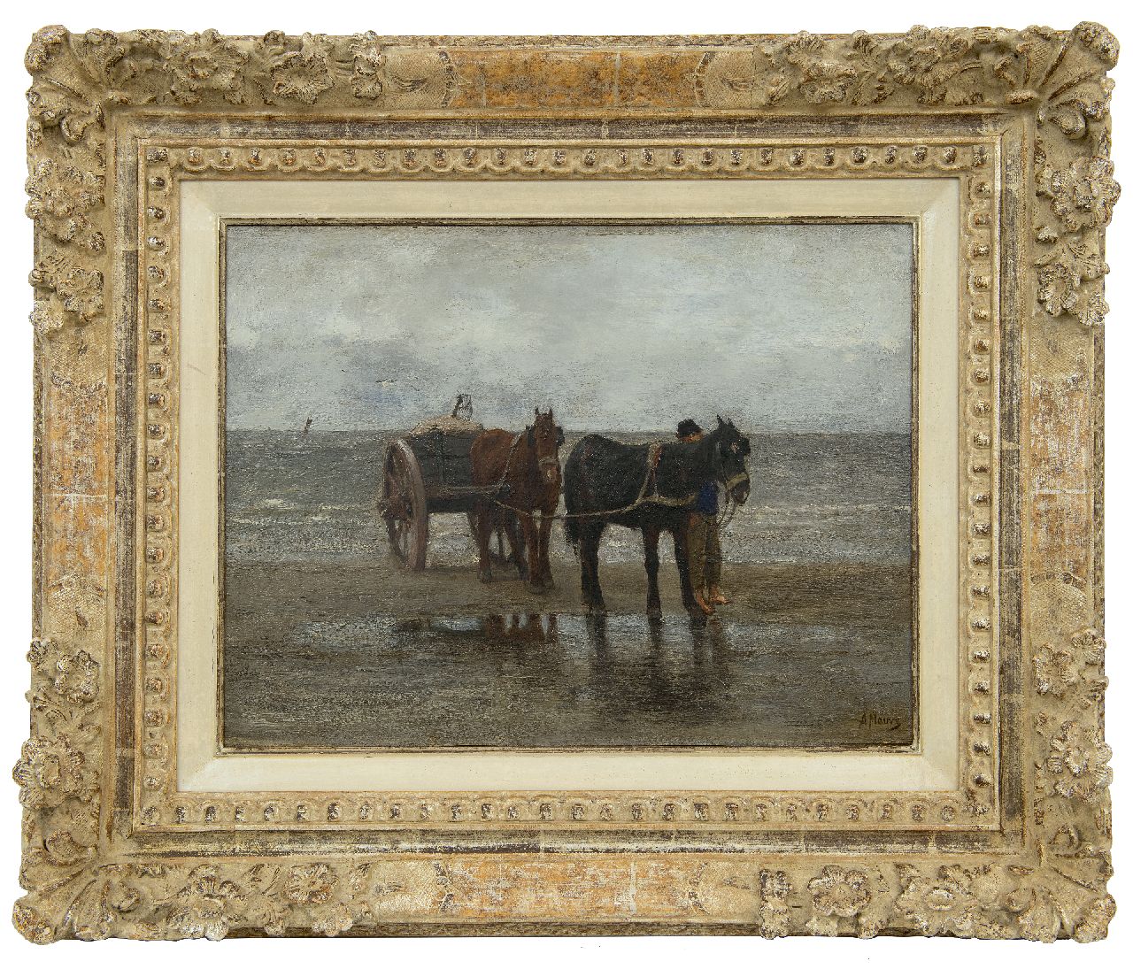 Mauve A. | Anthonij 'Anton' Mauve | Schilderijen te koop aangeboden | Schelpenvisser op het strand, olieverf op paneel 31,7 x 43,8 cm, gesigneerd rechtsonder Mauve A. | Anthonij 'Anton' Mauve | Schilderijen te koop aangeboden | Schelpenvisser op het strand, olieverf op paneel 31,7 x 43,8 cm, gesigneerd rechtsonder