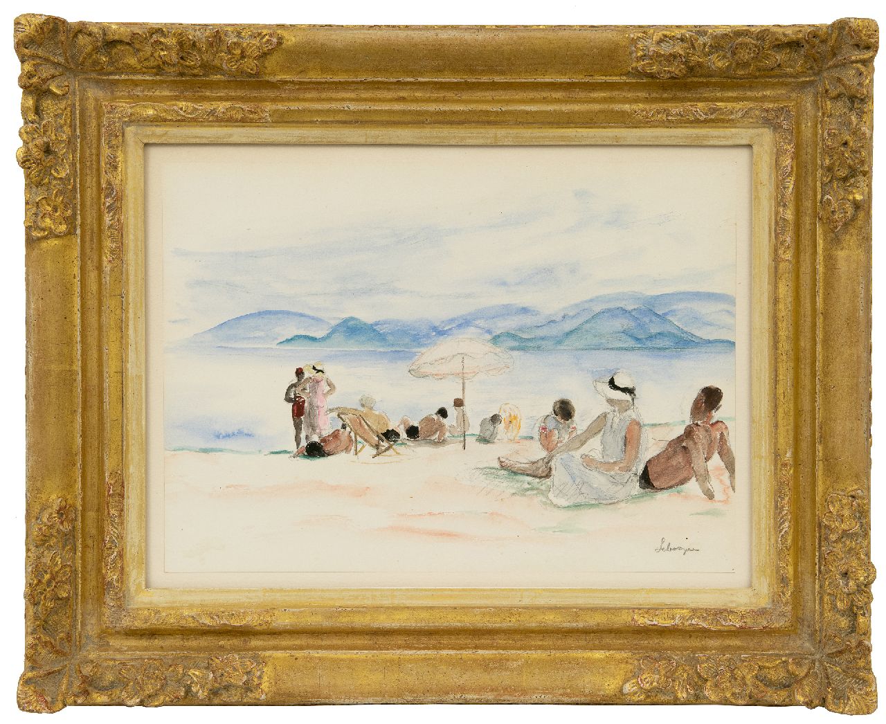 Lebasque H. | Joseph 'Henri' Baptiste Lebasque, Op het strand van Cannes, potlood en aquarel op papier 25,0 x 34,5 cm, gesigneerd rechtsonder en te dateren ca. 1930 Lebasque H. | Joseph 'Henri' Baptiste Lebasque, Op het strand van Cannes, potlood en aquarel op papier 25,0 x 34,5 cm, gesigneerd rechtsonder en te dateren ca. 1930