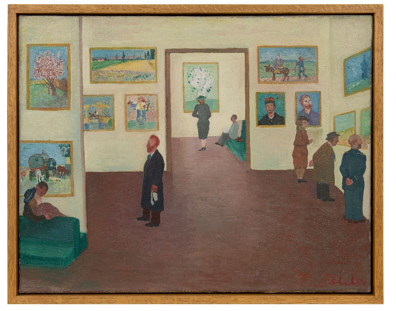 Slebe (Ferdinand Joseph Sleebe) F.  | Ferry Slebe (Ferdinand Joseph Sleebe) | Schilderijen te koop aangeboden | De Van Gogh tentoonstelling, olieverf op doek 51,2 x 65,9 cm, gesigneerd rechtsonder en gedateerd '54 [?]