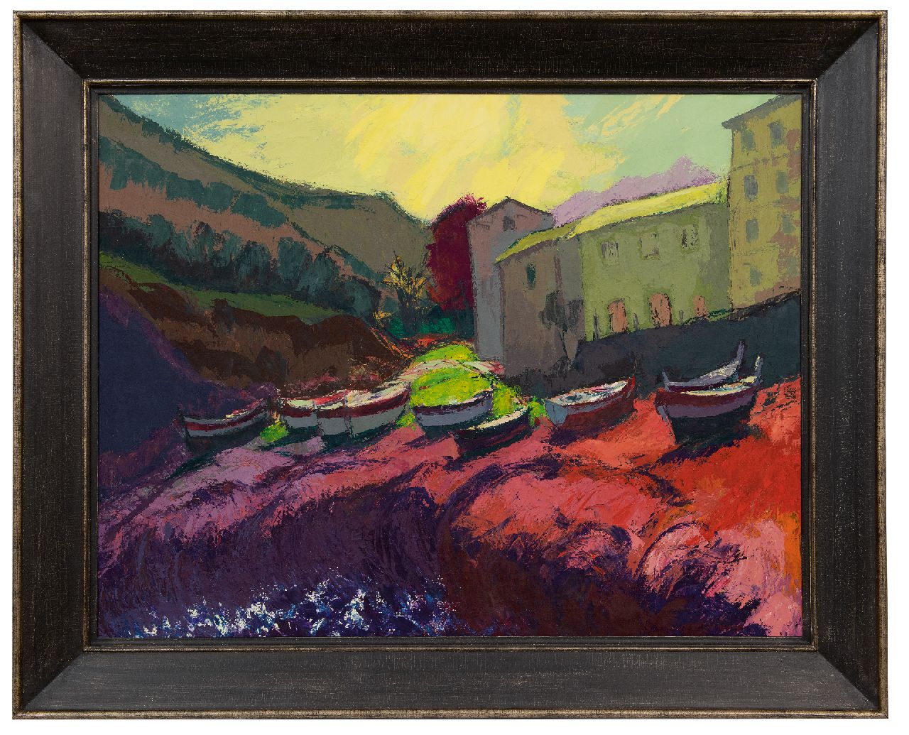 Vries J. de | Jannes de Vries, Porticciolo (Cap Corse), olieverf op doek 70,3 x 90,3 cm, gesigneerd rechtsonder en gedateerd '72 Vries J. de | Jannes de Vries, Porticciolo (Cap Corse), olieverf op doek 70,3 x 90,3 cm, gesigneerd rechtsonder en gedateerd '72