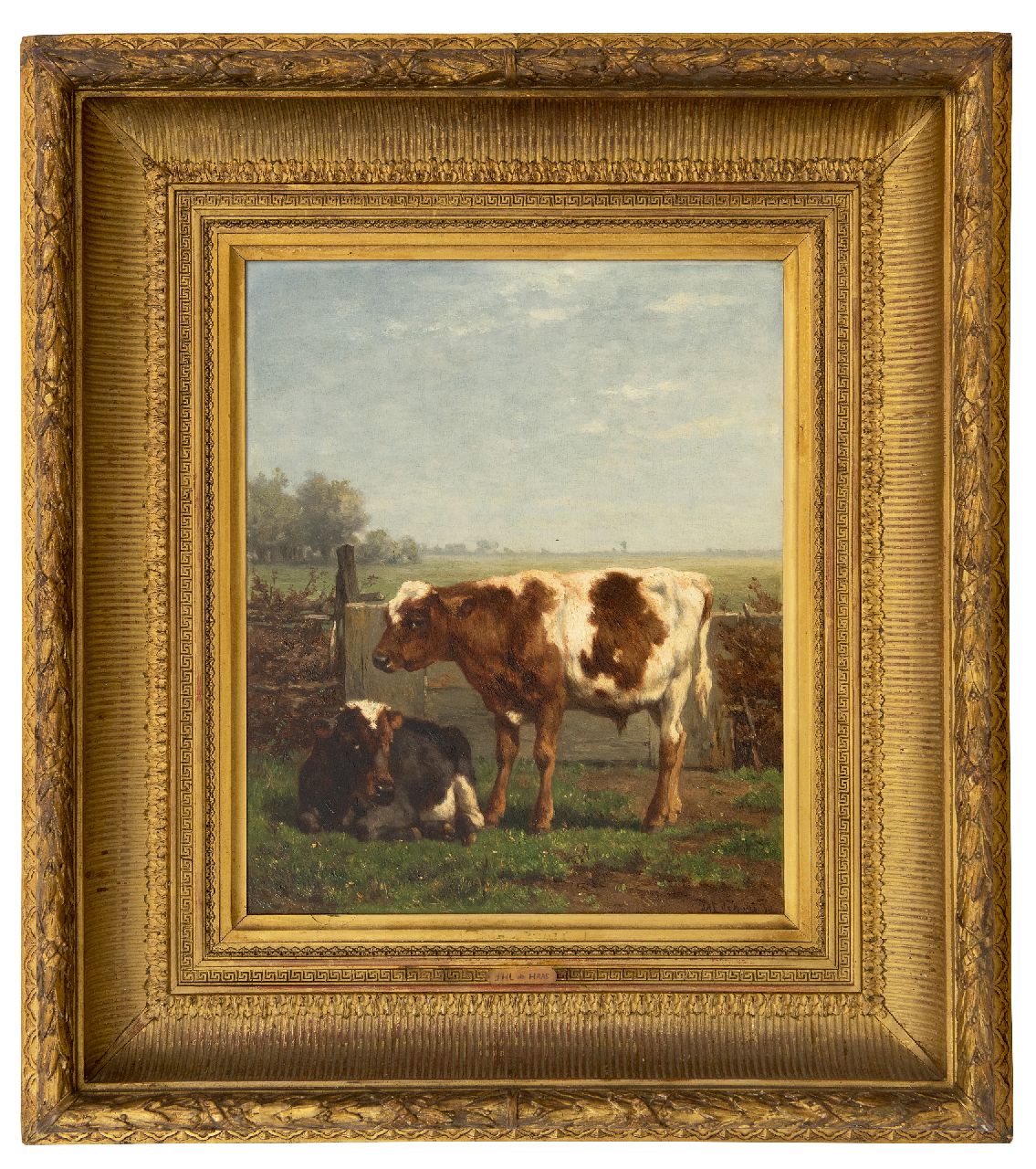 Haas J.H.L. de | Johannes Hubertus Leonardus de Haas, Twee pinken bij een hek, olieverf op paneel 43,1 x 35,3 cm, gesigneerd rechtsonder en gedateerd '70 Haas J.H.L. de | Johannes Hubertus Leonardus de Haas, Twee pinken bij een hek, olieverf op paneel 43,1 x 35,3 cm, gesigneerd rechtsonder en gedateerd '70