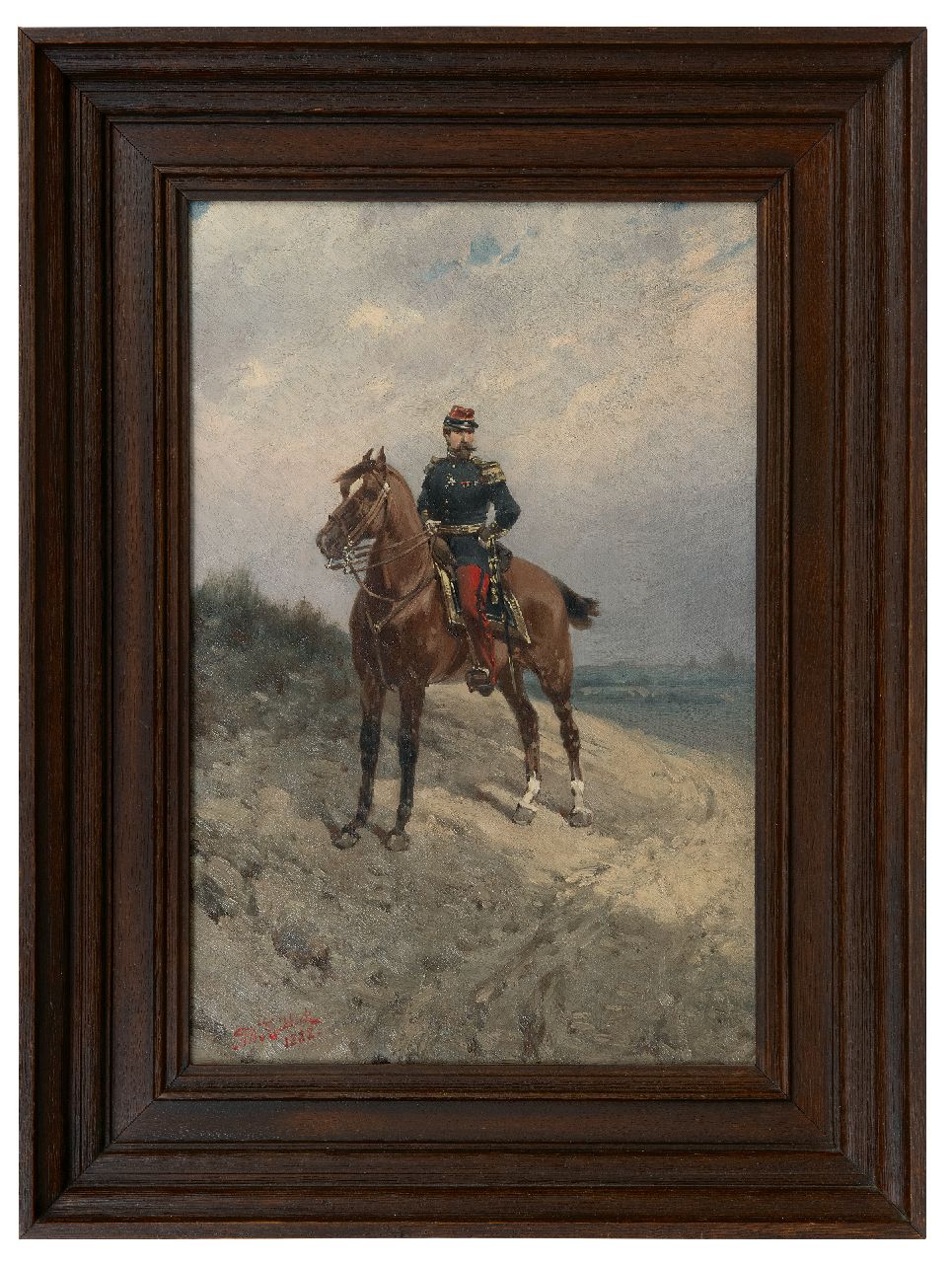 Koekkoek H.W. | Hermanus Willem Koekkoek, Ruiterportret van een Franse infanterie-officier, olieverf op doek 45,5 x 30,6 cm, gesigneerd linksonder en gedateerd 1888 Koekkoek H.W. | Hermanus Willem Koekkoek, Ruiterportret van een Franse infanterie-officier, olieverf op doek 45,5 x 30,6 cm, gesigneerd linksonder en gedateerd 1888