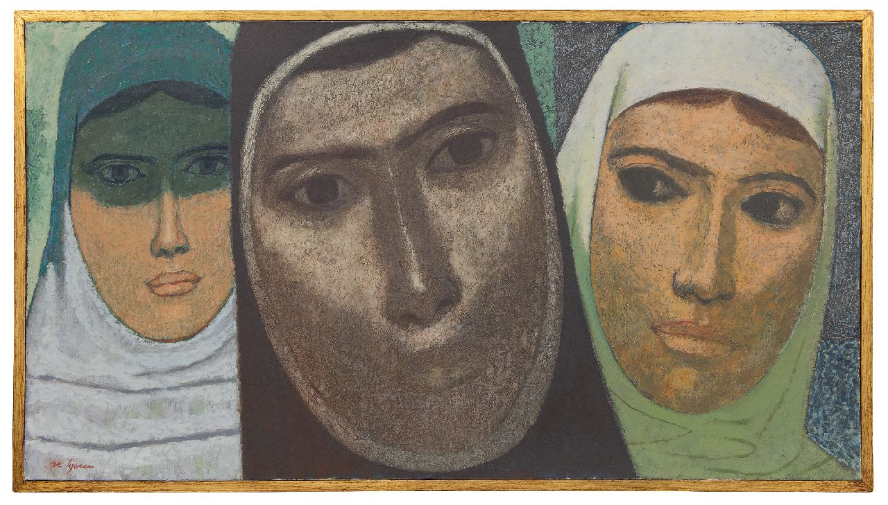 Iyem N. | Nuri Iyem, Portret van drie vrouwen, olieverf op doek 53,5 x 99,0 cm, gesigneerd linksonder Iyem N. | Nuri Iyem, Portret van drie vrouwen, olieverf op doek 53,5 x 99,0 cm, gesigneerd linksonder