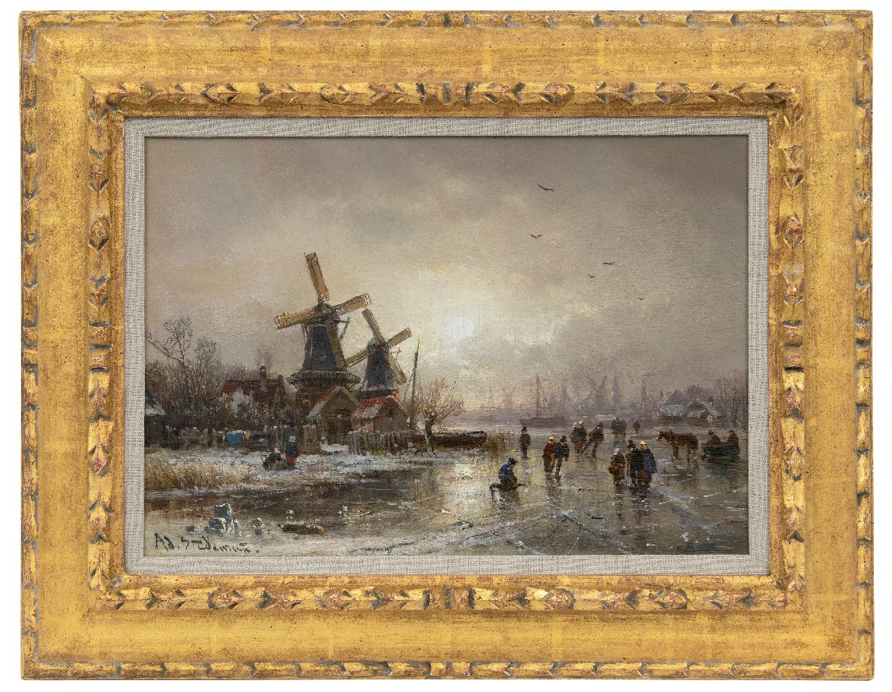 Stademann A. | Adolf Stademann | Schilderijen te koop aangeboden | Winterpret op het ijs, olieverf op paneel 28,1 x 39,9 cm, gesigneerd linksonder Stademann A. | Adolf Stademann | Schilderijen te koop aangeboden | Winterpret op het ijs, olieverf op paneel 28,1 x 39,9 cm, gesigneerd linksonder