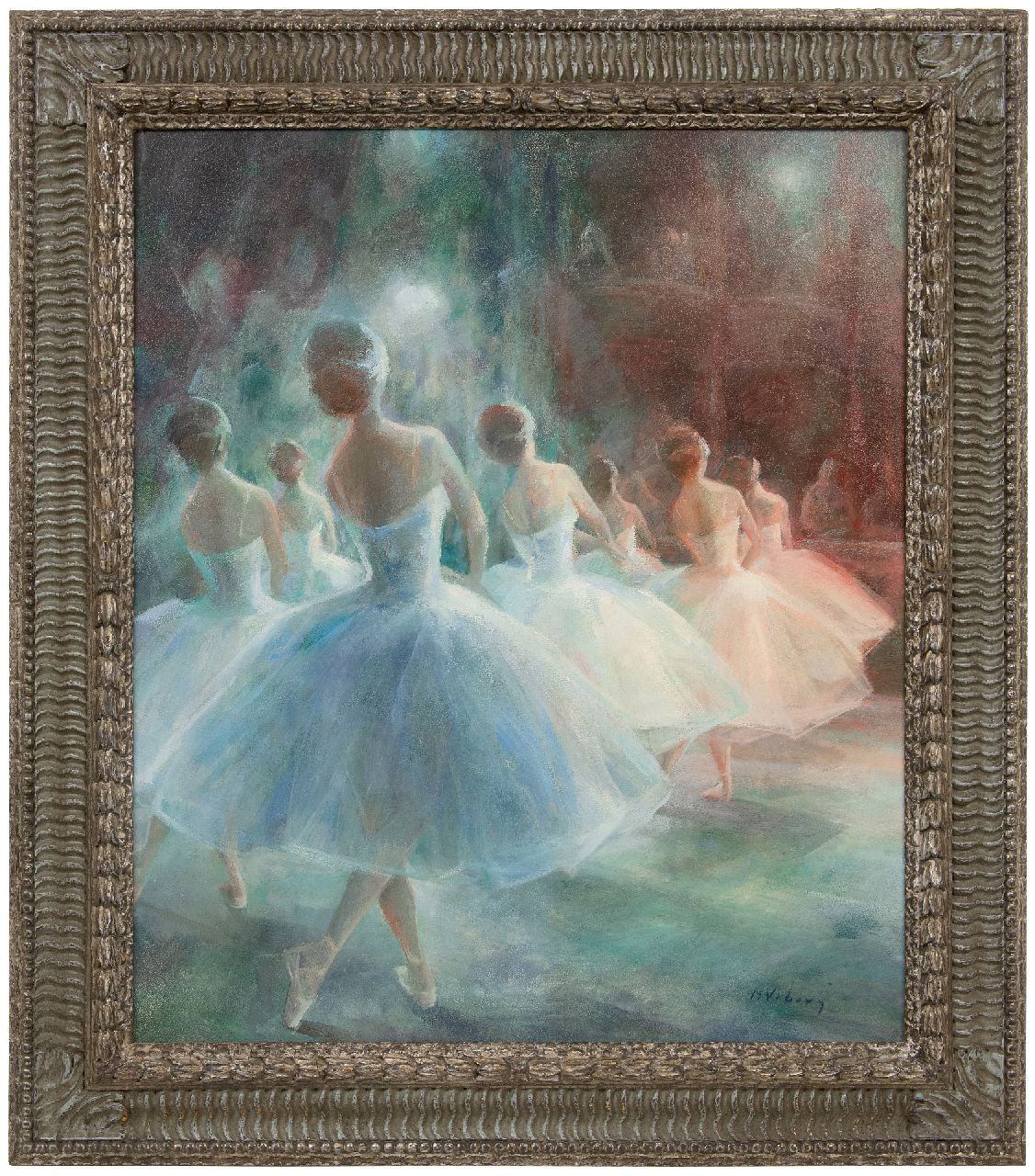 Vrbová-Štefková M. | Miroslava Vrbová-Štefková, Ballerina's op het toneel, olieverf op board 72,4 x 60,1 cm, gesigneerd rechtsonder Vrbová-Štefková M. | Miroslava Vrbová-Štefková, Ballerina's op het toneel, olieverf op board 72,4 x 60,1 cm, gesigneerd rechtsonder