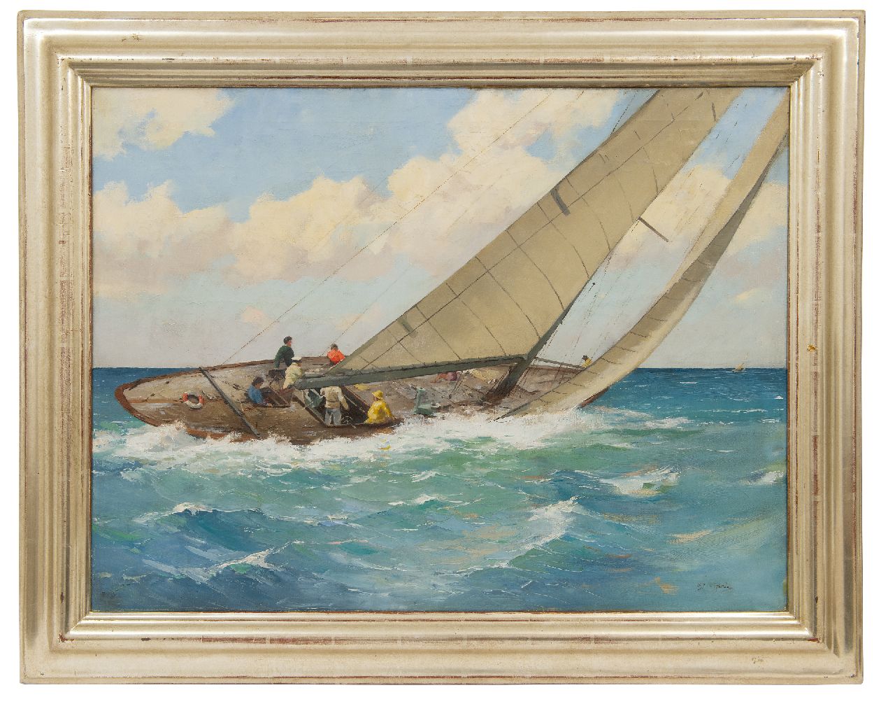 Ligtelijn E.J. | Evert Jan Ligtelijn, Zeilschip in actie, olieverf op doek 60,2 x 79,6 cm, gesigneerd rechtsonder Ligtelijn E.J. | Evert Jan Ligtelijn, Zeilschip in actie, olieverf op doek 60,2 x 79,6 cm, gesigneerd rechtsonder