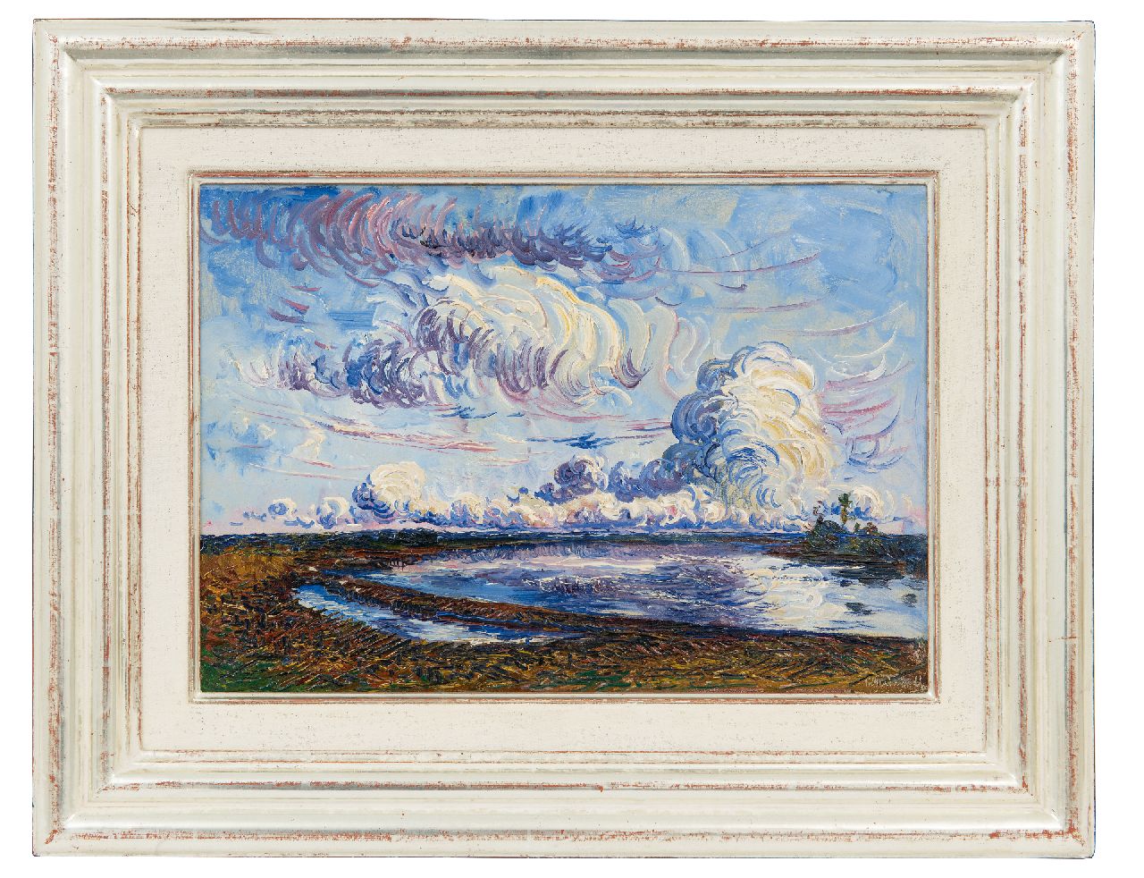 Goedvriend Th.F. | Theodoor Franciscus 'Theo' Goedvriend, Wolken boven polderlandschap, olieverf op schildersboard 25,5 x 36,3 cm, gesigneerd rechtsonder Goedvriend Th.F. | Theodoor Franciscus 'Theo' Goedvriend, Wolken boven polderlandschap, olieverf op schildersboard 25,5 x 36,3 cm, gesigneerd rechtsonder