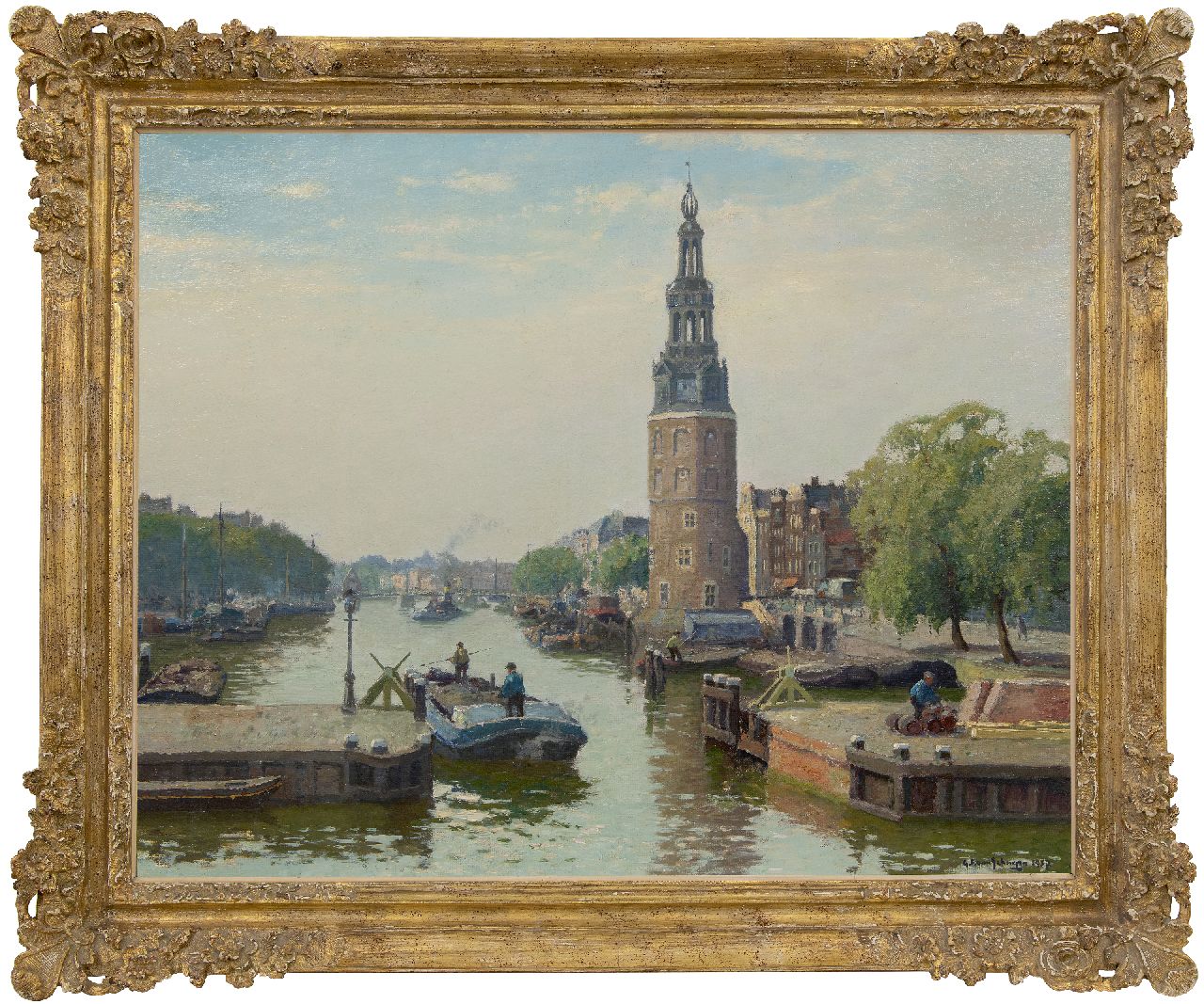 Schagen G.F. van | Gerbrand Frederik van Schagen | Schilderijen te koop aangeboden | Gezicht op de Montelbaanstoren, Amsterdam, olieverf op doek 80,7 x 100,9 cm, gesigneerd rechtsonder en gedateerd 1937 Schagen G.F. van | Gerbrand Frederik van Schagen | Schilderijen te koop aangeboden | Gezicht op de Montelbaanstoren, Amsterdam, olieverf op doek 80,7 x 100,9 cm, gesigneerd rechtsonder en gedateerd 1937