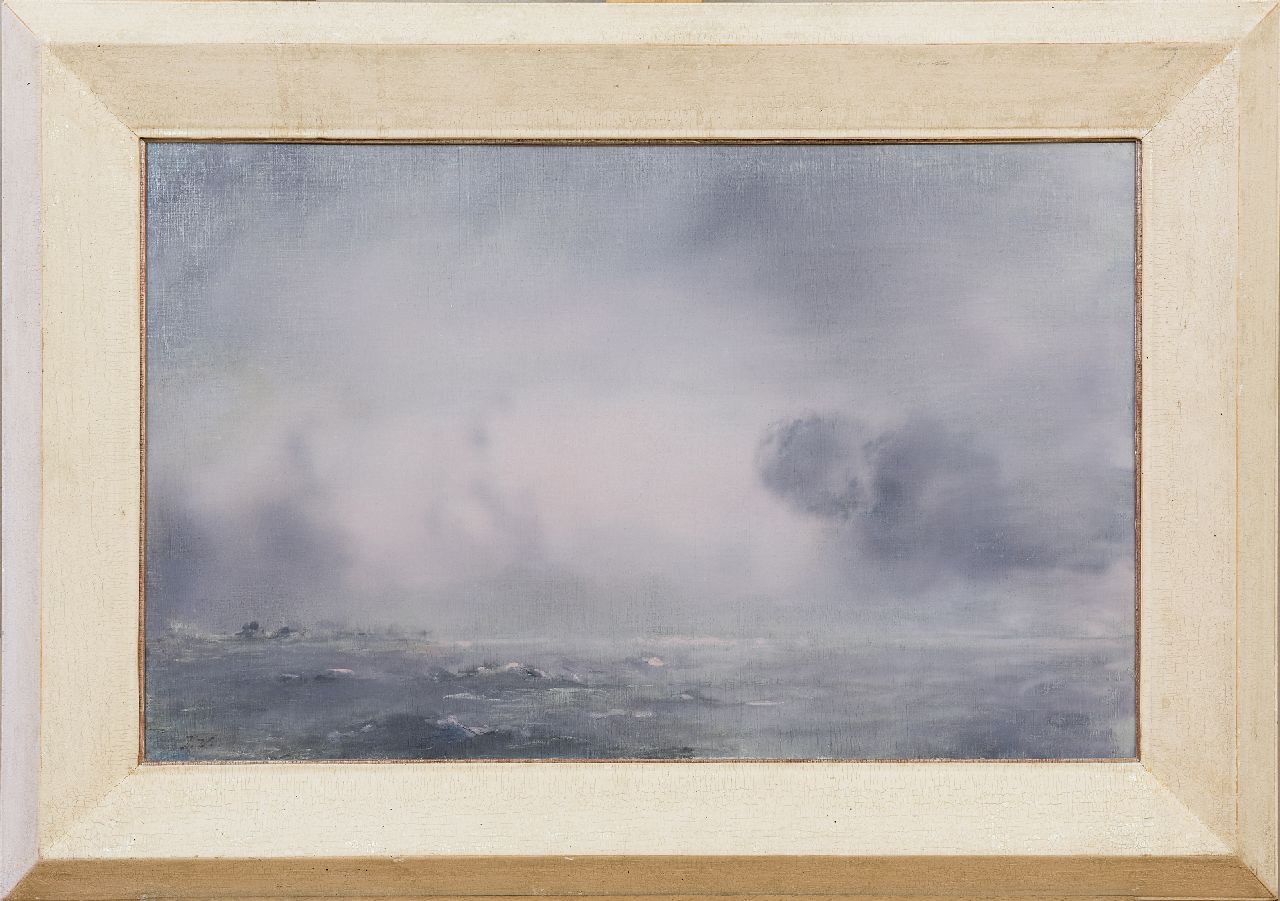 Voerman sr. J. | Jan Voerman sr., Opkomende bui boven de IJssel, olieverf op doek 38,5 x 61,4 cm, gesigneerd linksonder met initialen Voerman sr. J. | Jan Voerman sr., Opkomende bui boven de IJssel, olieverf op doek 38,5 x 61,4 cm, gesigneerd linksonder met initialen