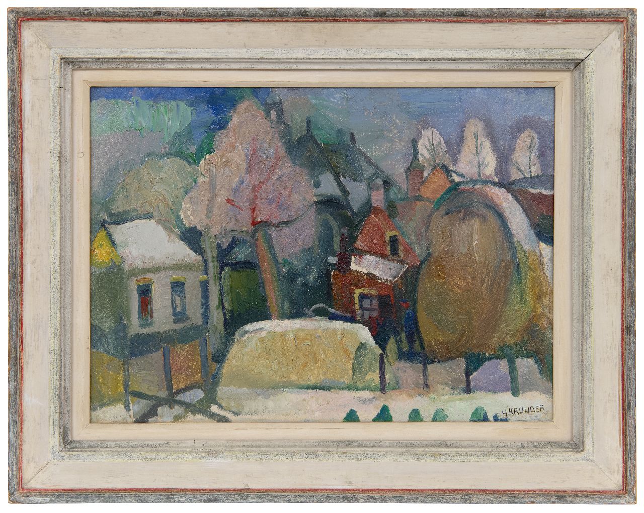 Kruyder H.J. | 'Herman' Justus Kruyder, Bewaarschooltje, Heemstede, olieverf op board 32,0 x 43,7 cm, gesigneerd rechtsonder en te dateren ca. 1919-1923 Kruyder H.J. | 'Herman' Justus Kruyder, Bewaarschooltje, Heemstede, olieverf op board 32,0 x 43,7 cm, gesigneerd rechtsonder en te dateren ca. 1919-1923