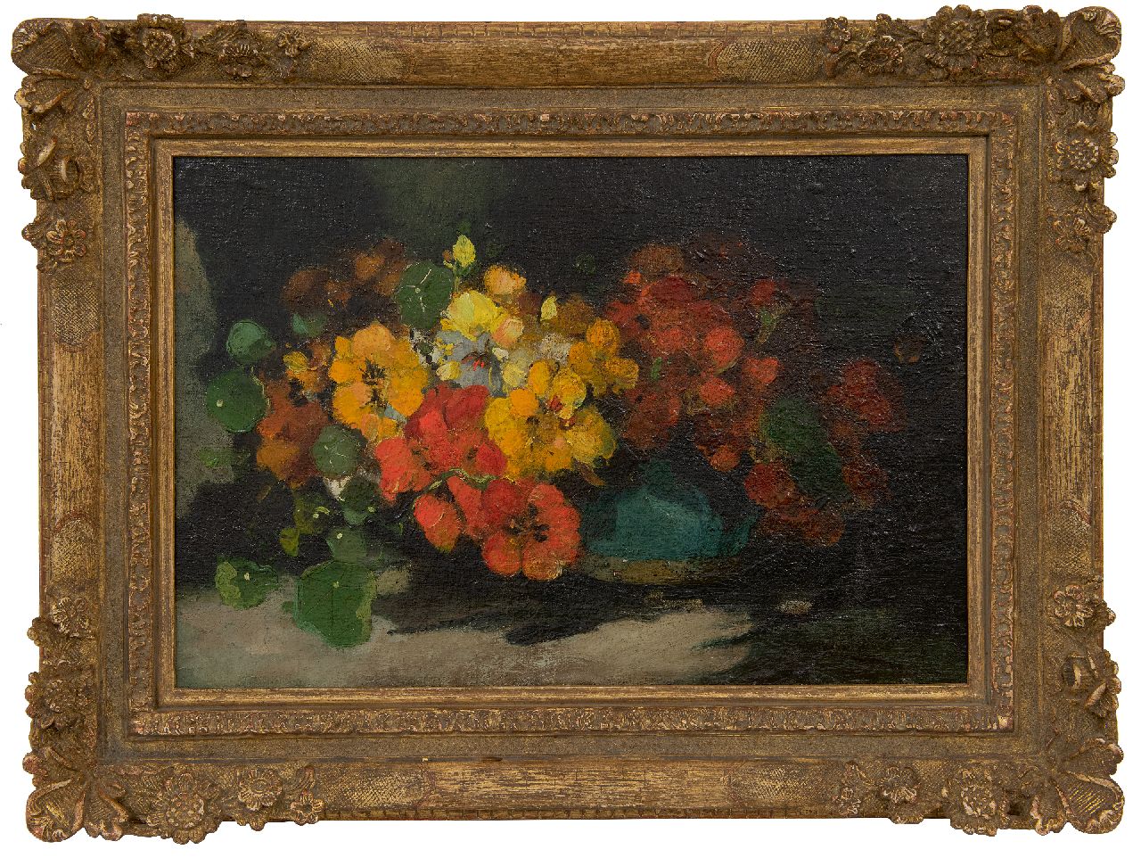 Lerven G.J. van | Geerard Johan 'Gerard' van Lerven, Oost-Indische kers in geglazuurde pot, olieverf op doek op paneel 32,2 x 48,3 cm, gesigneerd rechtsonder en gedateerd 1907