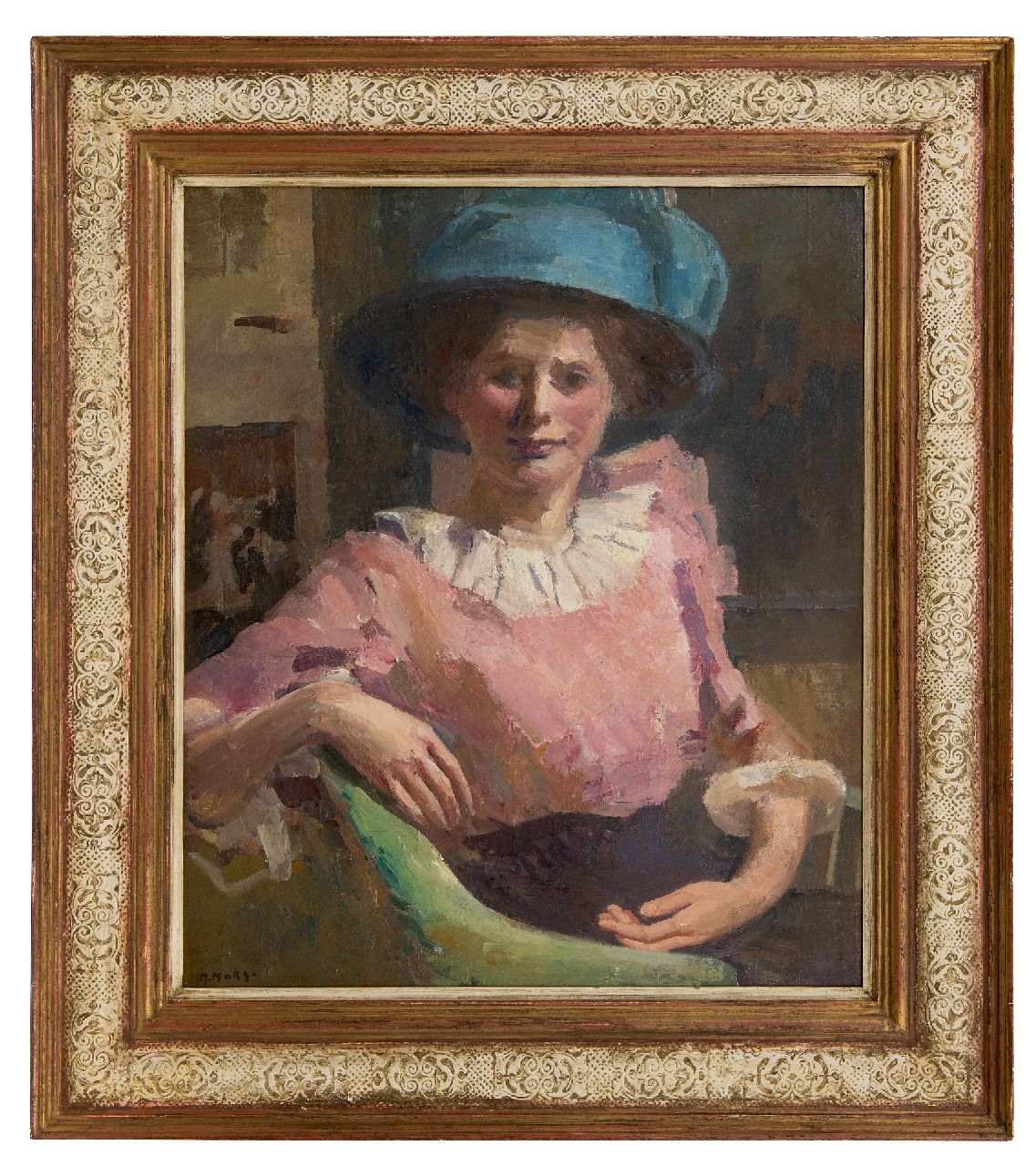 Maks C.J.  | Cornelis Johannes 'Kees' Maks | Schilderijen te koop aangeboden | Vrouw met blauwe hoed, olieverf op doek 67,0 x 57,2 cm, gesigneerd linksonder