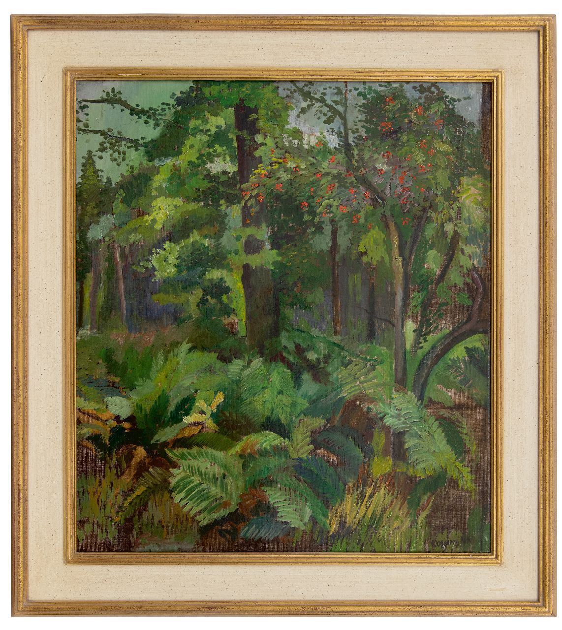 Bieruma Oosting A.J.W. | Adriana Johanna Wilhelmina 'Jeanne' Bieruma Oosting, Bosgezicht op landgoed Lauswolt, olieverf op doek 64,9 x 56,9 cm, gesigneerd rechtsonder en gedateerd '44 Bieruma Oosting A.J.W. | Adriana Johanna Wilhelmina 'Jeanne' Bieruma Oosting, Bosgezicht op landgoed Lauswolt, olieverf op doek 64,9 x 56,9 cm, gesigneerd rechtsonder en gedateerd '44