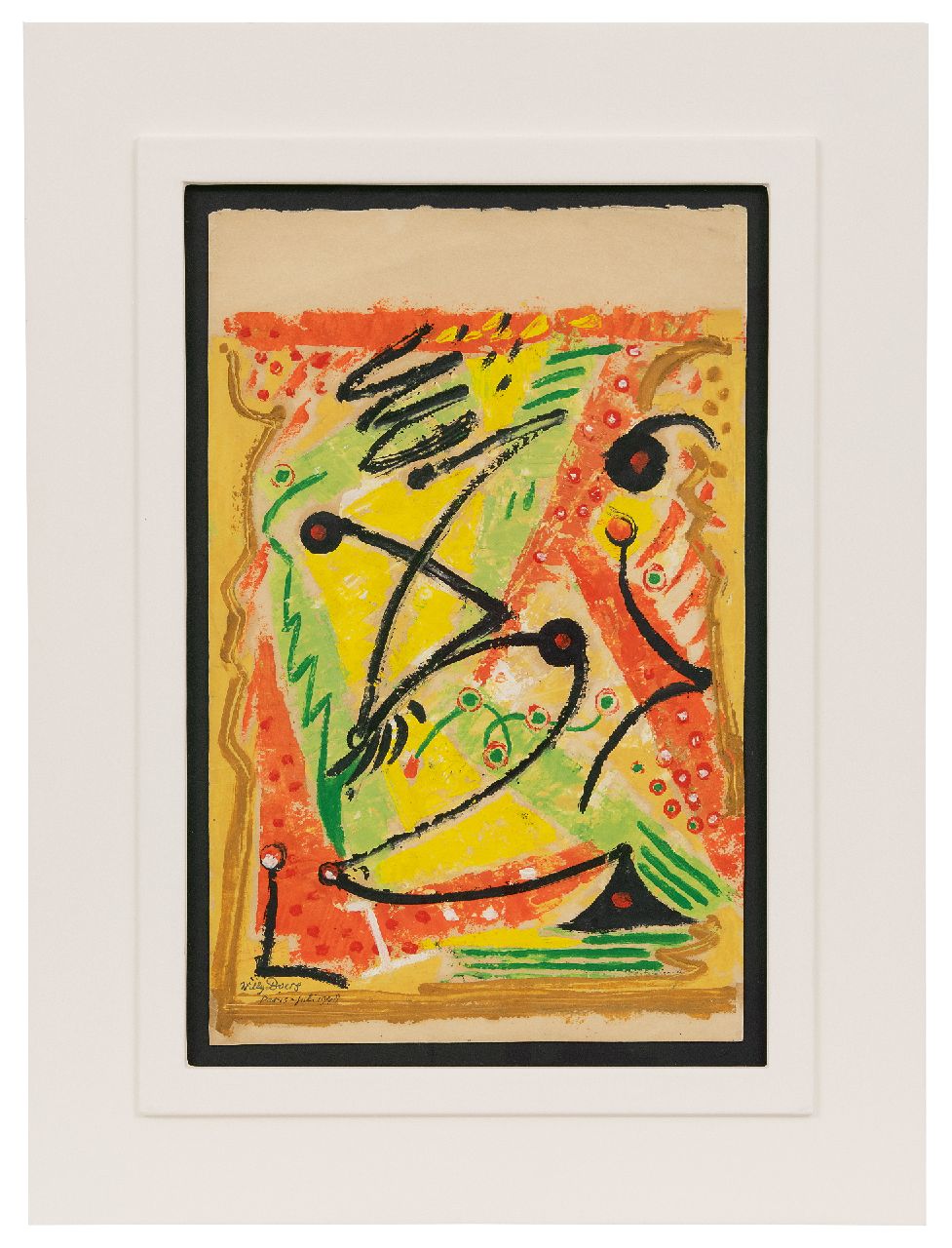 Boers W.H.F. | 'Willy' Herman Friederich Boers, Zonder titel, inkt en gouache op papier 36,3 x 23,5 cm, gesigneerd linksonder en gedateerd 'Paris-Juli' 1948 Boers W.H.F. | 'Willy' Herman Friederich Boers, Zonder titel, inkt en gouache op papier 36,3 x 23,5 cm, gesigneerd linksonder en gedateerd 'Paris-Juli' 1948
