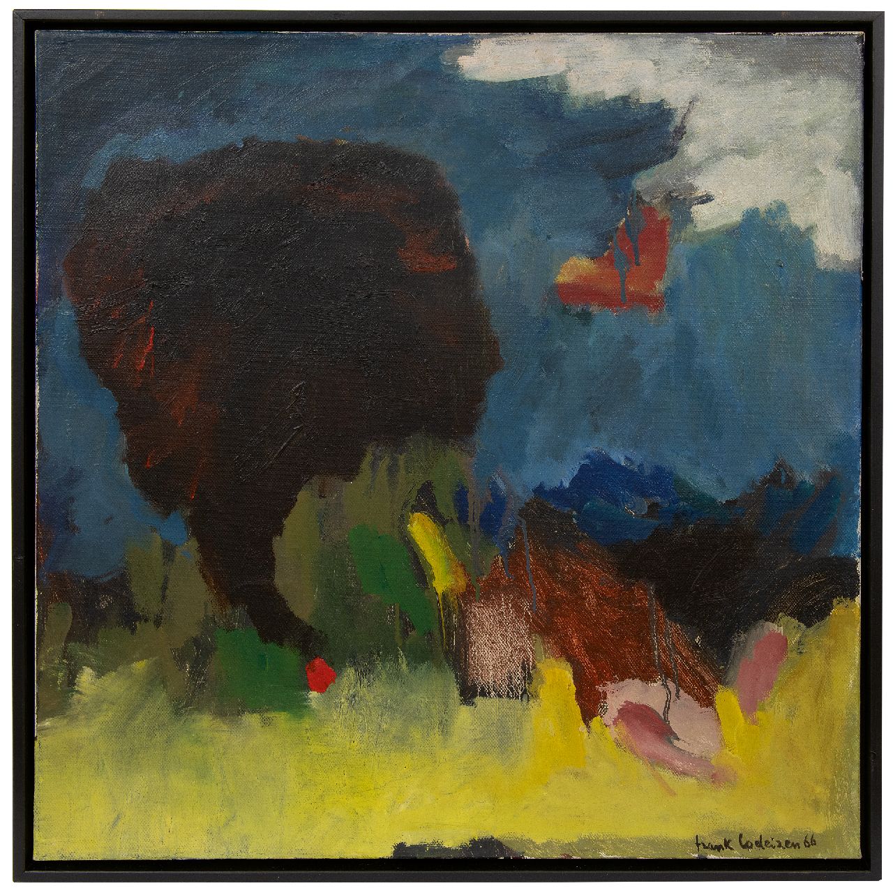 Lodeizen F. | Frank Lodeizen | Schilderijen te koop aangeboden | Landschap, olieverf op doek 60,0 x 60,0 cm, gesigneerd rechtsonder en gedateerd '66 Lodeizen F. | Frank Lodeizen | Schilderijen te koop aangeboden | Landschap, olieverf op doek 60,0 x 60,0 cm, gesigneerd rechtsonder en gedateerd '66