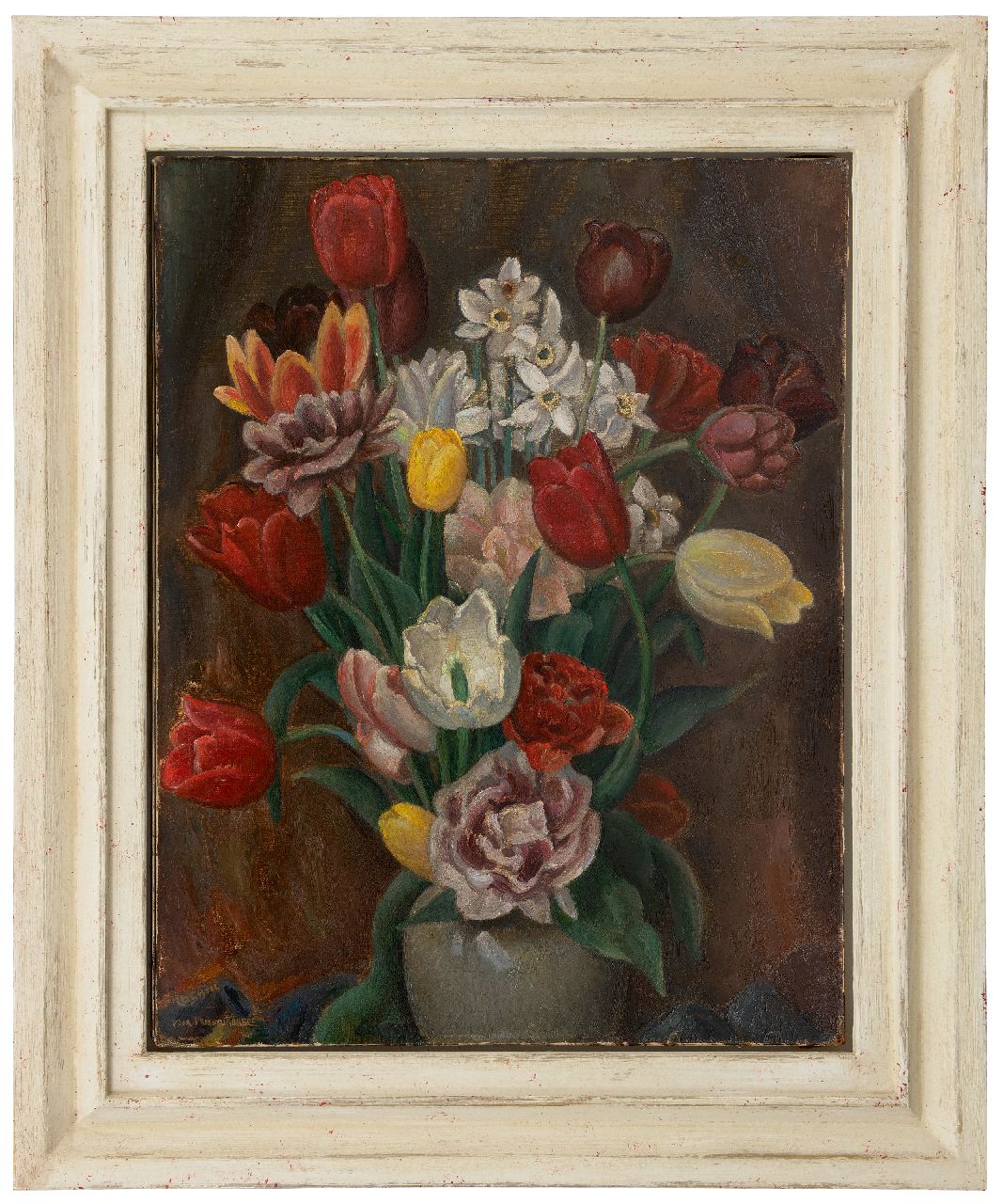 Gestel L.  | Leendert 'Leo' Gestel | Schilderijen te koop aangeboden | Bloemstilleven, olieverf op doek 70,6 x 55,3 cm, gesigneerd linksonder en verso gedateerd 1926