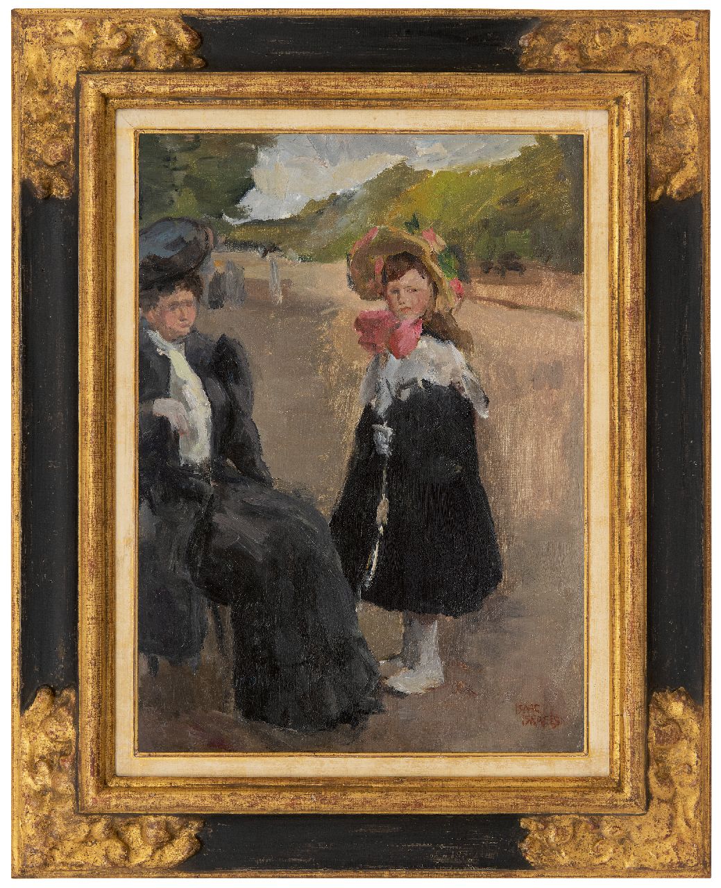 Israels I.L.  | 'Isaac' Lazarus Israels, Sari Cohen en haar dochter Eida op de Champs-Elysées, Parijs, olieverf op doek 46,3 x 33,5 cm, gesigneerd rechtsonder en te dateren ca. 1914
