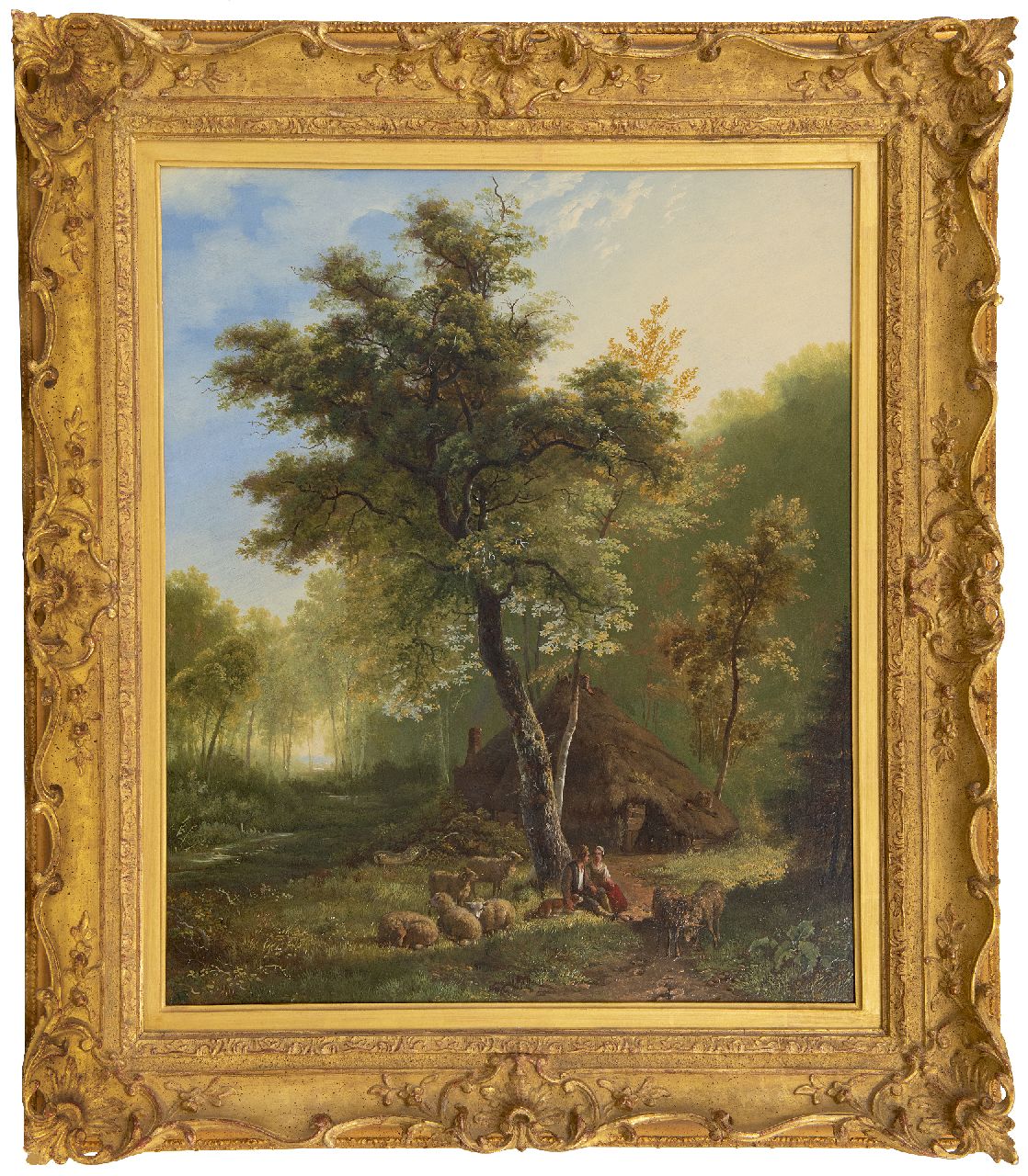 Bodeman W. | Willem Bodeman, Herderspaar met schapen bij een hut, olieverf op paneel 58,6 x 49,0 cm, gesigneerd middenonder en gedateerd 1836 Bodeman W. | Willem Bodeman, Herderspaar met schapen bij een hut, olieverf op paneel 58,6 x 49,0 cm, gesigneerd middenonder en gedateerd 1836
