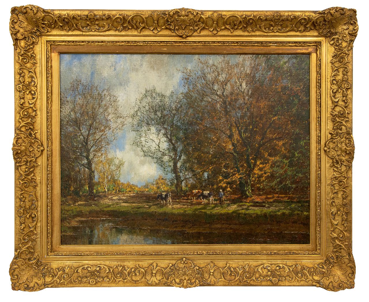 Gorter A.M.  | 'Arnold' Marc Gorter | Schilderijen te koop aangeboden | Koeien langs de Vordense Beek, olieverf op doek 58,6 x 76,3 cm, gesigneerd rechtsonder