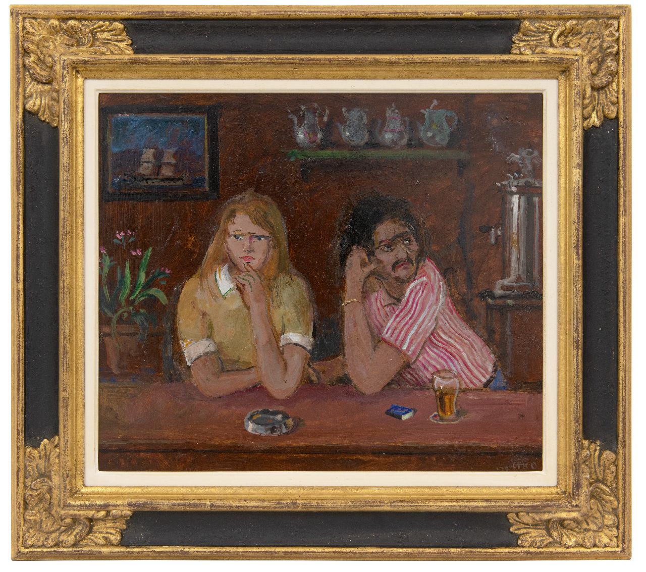 Kamerlingh Onnes H.H. | 'Harm' Henrick Kamerlingh Onnes | Schilderijen te koop aangeboden | Geheime liefde, olieverf op board 32,2 x 37,9 cm, gesigneerd rechtsonder met monogram en gedateerd '78 Kamerlingh Onnes H.H. | 'Harm' Henrick Kamerlingh Onnes | Schilderijen te koop aangeboden | Geheime liefde, olieverf op board 32,2 x 37,9 cm, gesigneerd rechtsonder met monogram en gedateerd '78