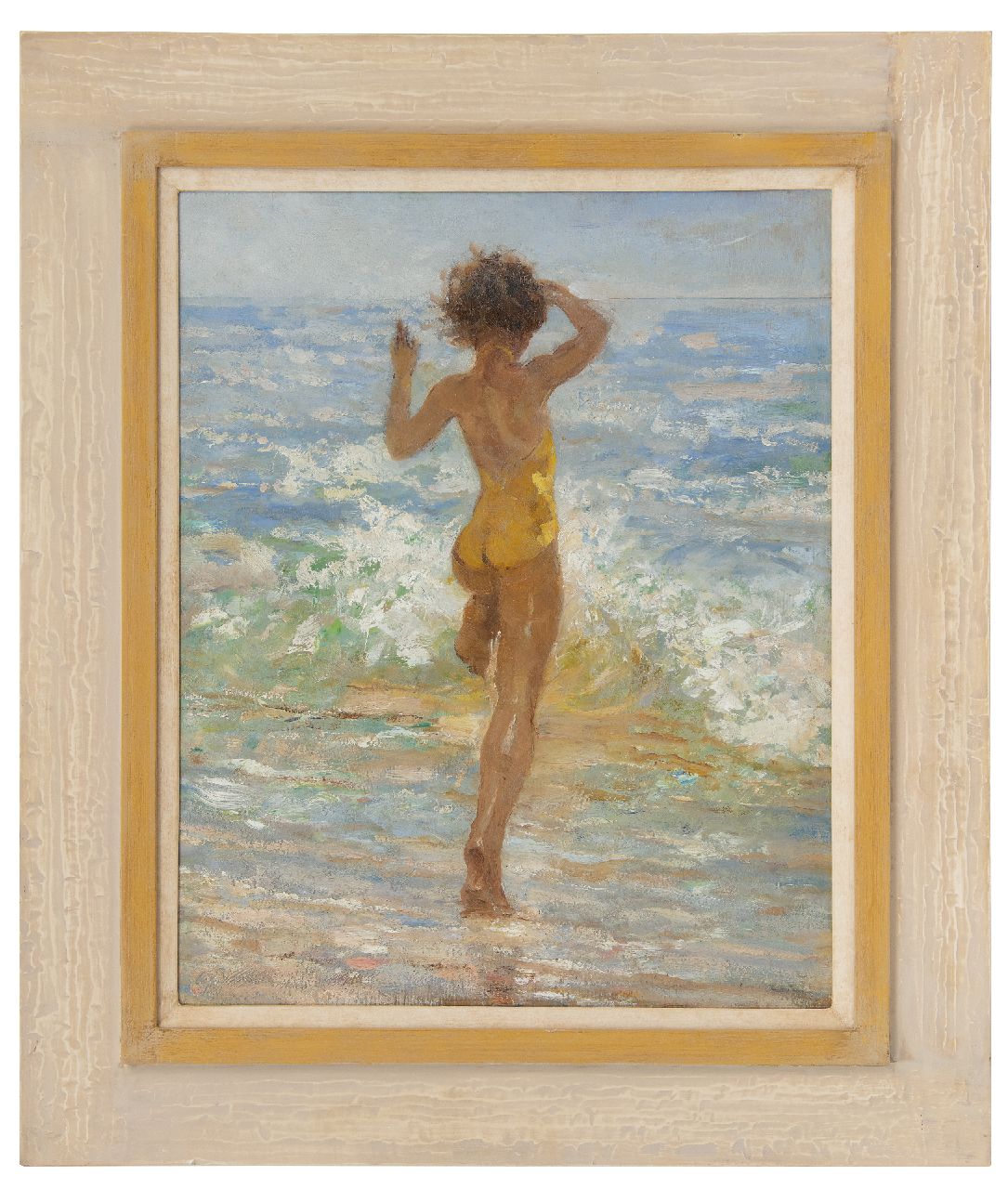 Vaarzon Morel W.F.A.I. | Wilhelm Ferdinand Abraham Isaac 'Willem' Vaarzon Morel, Meisje in zee, olieverf op paneel 50,3 x 40,7 cm Vaarzon Morel W.F.A.I. | Wilhelm Ferdinand Abraham Isaac 'Willem' Vaarzon Morel, Meisje in zee, olieverf op paneel 50,3 x 40,7 cm