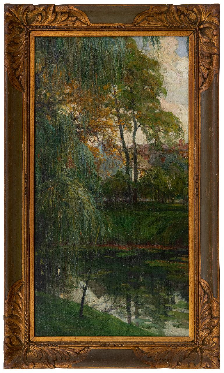 Damien J. | Jos Damien | Schilderijen te koop aangeboden | Park in de schemering, olieverf op doek 66,6 x 34,3 cm, gesigneerd linksonder Damien J. | Jos Damien | Schilderijen te koop aangeboden | Park in de schemering, olieverf op doek 66,6 x 34,3 cm, gesigneerd linksonder