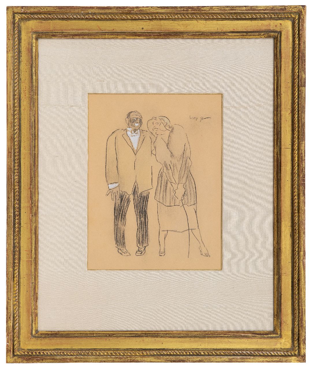 Sluiter J.W. | Jan Willem 'Willy' Sluiter, Lachend paar, krijt en gouache op papier 24,7 x 18,1 cm, gesigneerd rechtsboven Sluiter J.W. | Jan Willem 'Willy' Sluiter, Lachend paar, krijt en gouache op papier 24,7 x 18,1 cm, gesigneerd rechtsboven