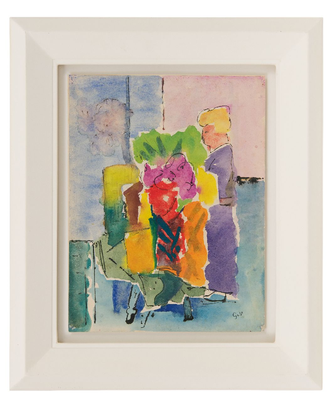 Velde G. van | Gerardus 'Geer' van Velde, Femme dans un intérieur, pen, inkt en aquarel op papier 27,2 x 21,0 cm, gesigneerd rechtsonder met initialen en te dateren ca. 1940-1942 Velde G. van | Gerardus 'Geer' van Velde, Femme dans un intérieur, pen, inkt en aquarel op papier 27,2 x 21,0 cm, gesigneerd rechtsonder met initialen en te dateren ca. 1940-1942