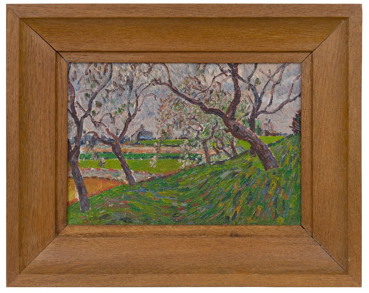 Anrooy J.A.M. van | 'Jan' Adriaan Marie van Anrooy, Landschap met bloesembomen, olieverf op doek 24,7 x 36,0 cm, gesigneerd linksonder Anrooy J.A.M. van | 'Jan' Adriaan Marie van Anrooy, Landschap met bloesembomen, olieverf op doek 24,7 x 36,0 cm, gesigneerd linksonder