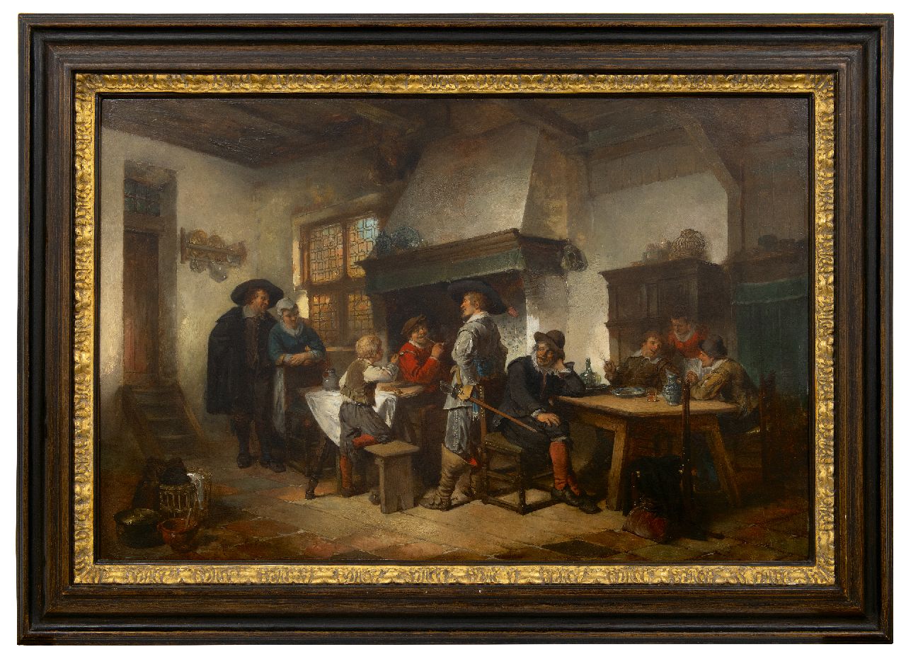 Kate H.F.C. ten | 'Herman' Frederik Carel ten Kate, In de taveerne, olieverf op paneel 61,6 x 94,6 cm, gesigneerd linksonder Kate H.F.C. ten | 'Herman' Frederik Carel ten Kate, In de taveerne, olieverf op paneel 61,6 x 94,6 cm, gesigneerd linksonder