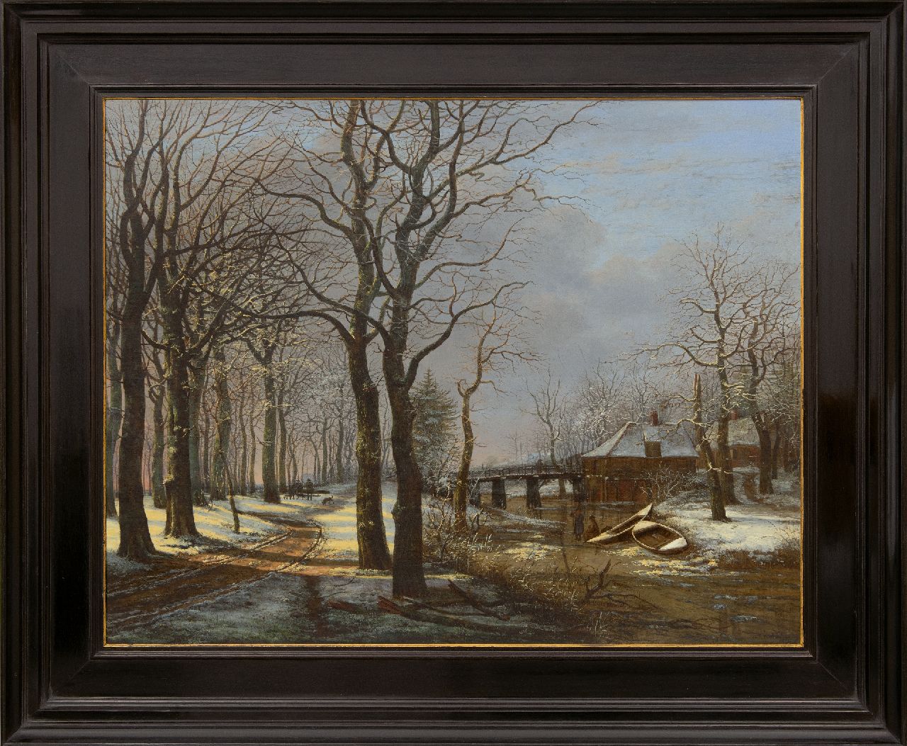 Westenberg G.P. | George Pieter Westenberg, Besneeuwd landschap met bomenlaan, olieverf op doek 63,8 x 80,8 cm, gesigneerd rechtsonder en gedateerd 1821 Westenberg G.P. | George Pieter Westenberg, Besneeuwd landschap met bomenlaan, olieverf op doek 63,8 x 80,8 cm, gesigneerd rechtsonder en gedateerd 1821