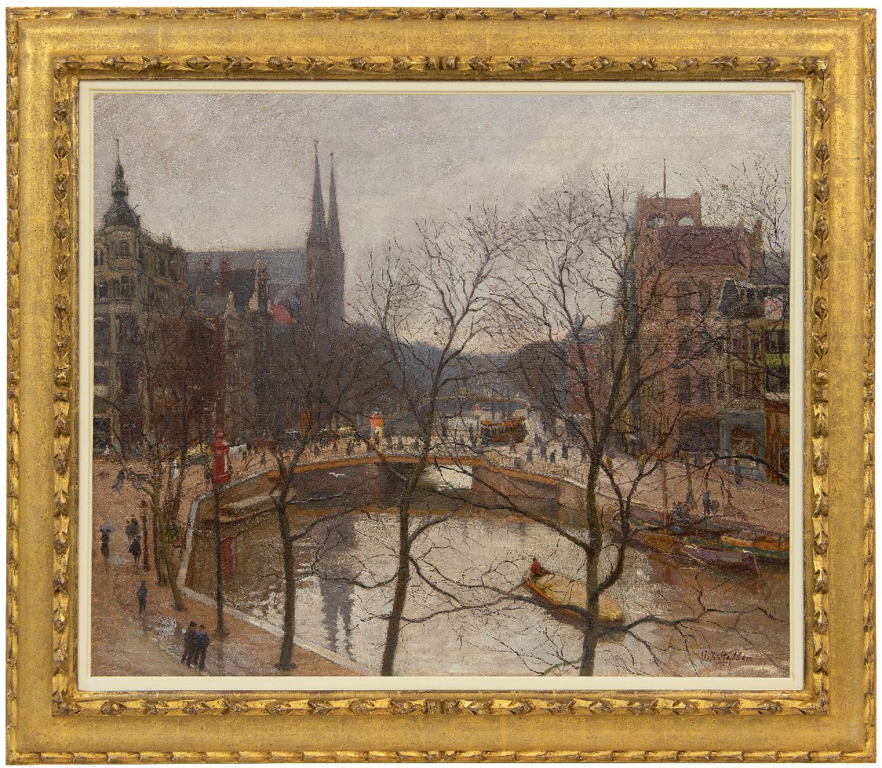 Staller G.J. | Gerard Johan Staller | Schilderijen te koop aangeboden | Gezicht op Koningsplein met De Krijtberg te Amsterdam, olieverf op doek 54,6 x 65,6 cm, gesigneerd rechtsonder en gedateerd 1908 Staller G.J. | Gerard Johan Staller | Schilderijen te koop aangeboden | Gezicht op Koningsplein met De Krijtberg te Amsterdam, olieverf op doek 54,6 x 65,6 cm, gesigneerd rechtsonder en gedateerd 1908