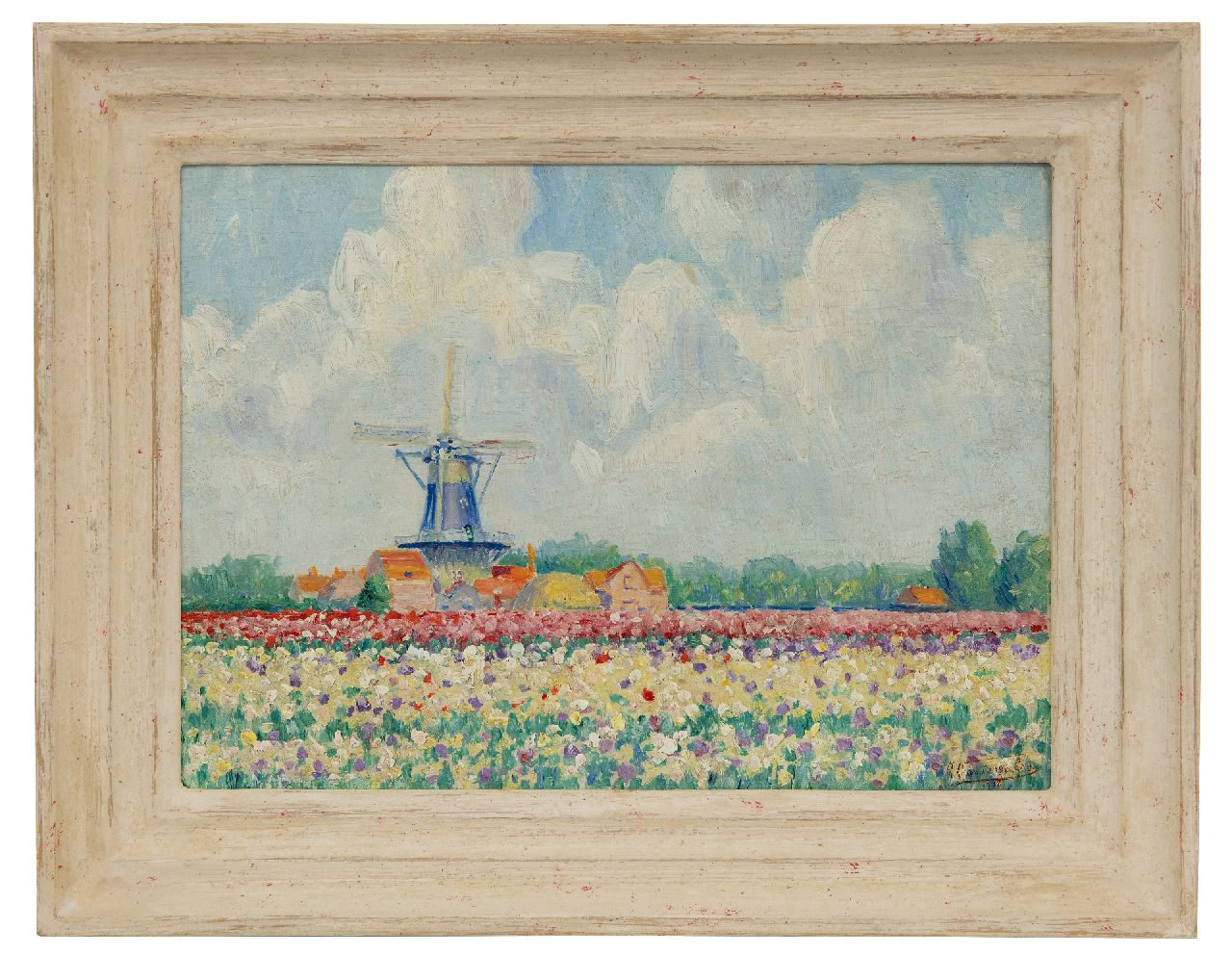 Tongerloo F. van | Frans van Tongerloo, Korenmolen Windlust te Wassenaar, olieverf op board 25,4 x 35,8 cm, gesigneerd rechtsonder en verso (tweemaal) en gedateerd 1916 Tongerloo F. van | Frans van Tongerloo, Korenmolen Windlust te Wassenaar, olieverf op board 25,4 x 35,8 cm, gesigneerd rechtsonder en verso (tweemaal) en gedateerd 1916