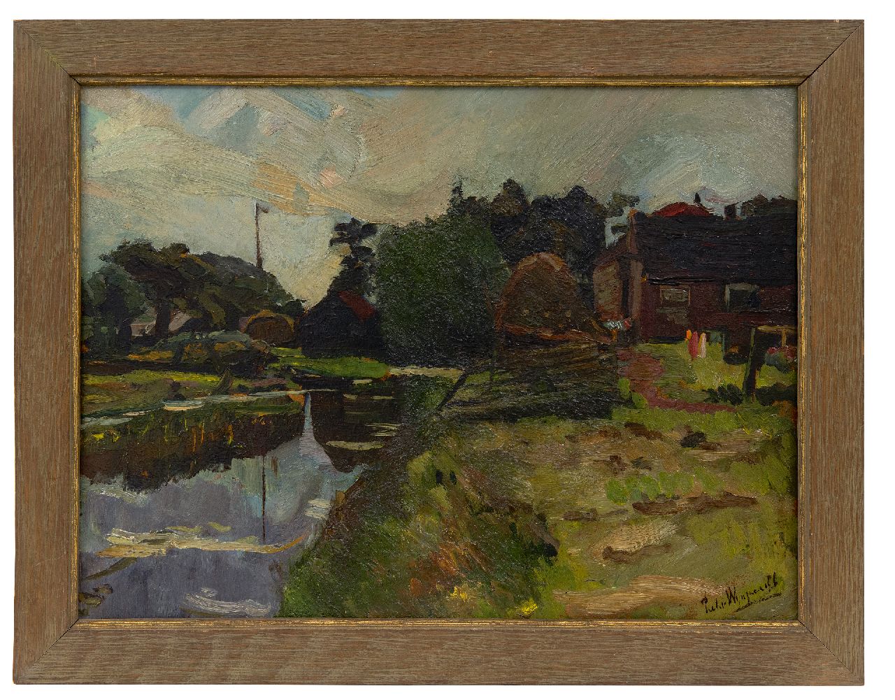 Wijngaerdt P.T. van | Petrus Theodorus 'Piet' van Wijngaerdt | Schilderijen te koop aangeboden | Boerderij in Amstelveen, olieverf op paneel 37,4 x 49,7 cm, gesigneerd rechtsonder en verso gedateerd 1907 Wijngaerdt P.T. van | Petrus Theodorus 'Piet' van Wijngaerdt | Schilderijen te koop aangeboden | Boerderij in Amstelveen, olieverf op paneel 37,4 x 49,7 cm, gesigneerd rechtsonder en verso gedateerd 1907