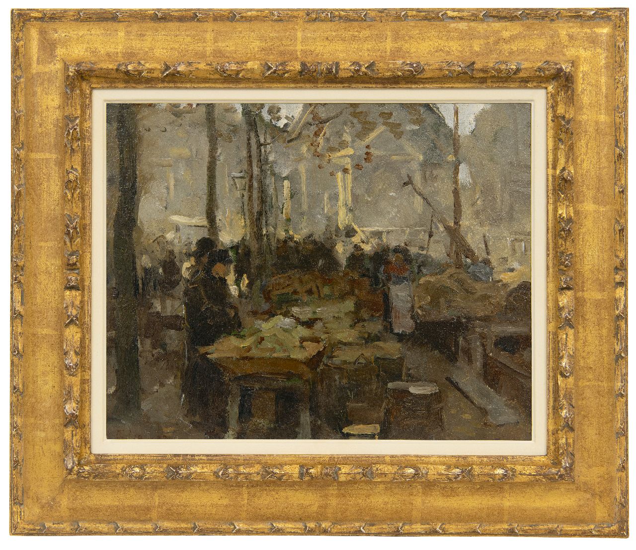 Tholen W.B. | Willem Bastiaan Tholen, Markt op de kade, olieverf op paneel 29,1 x 35,9 cm, gesigneerd linksonder en gedateerd '83 Tholen W.B. | Willem Bastiaan Tholen, Markt op de kade, olieverf op paneel 29,1 x 35,9 cm, gesigneerd linksonder en gedateerd '83
