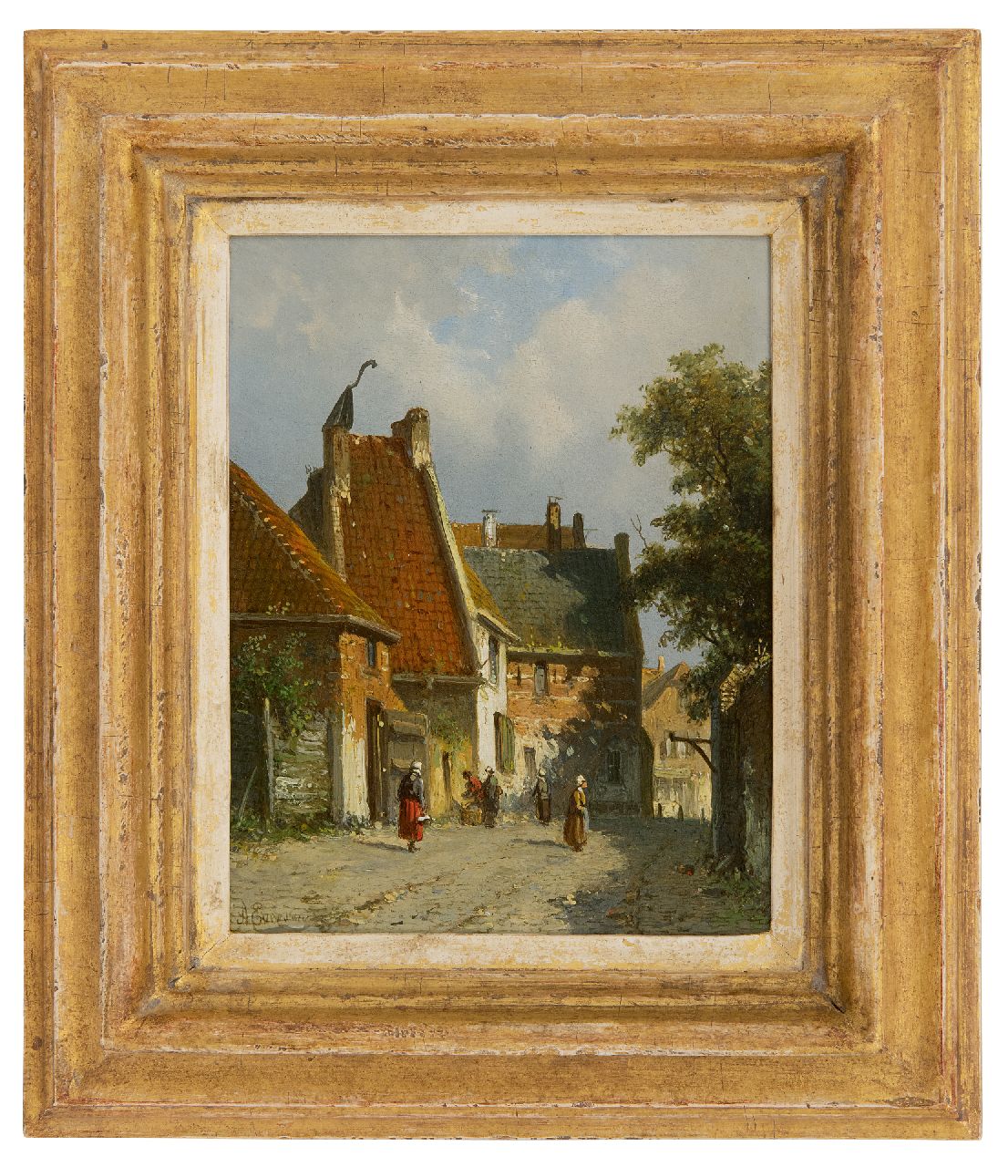 Eversen A. | Adrianus Eversen, Zonnig dorpsstraatje, olieverf op paneel 19,1 x 14,9 cm, gesigneerd linksonder Eversen A. | Adrianus Eversen, Zonnig dorpsstraatje, olieverf op paneel 19,1 x 14,9 cm, gesigneerd linksonder