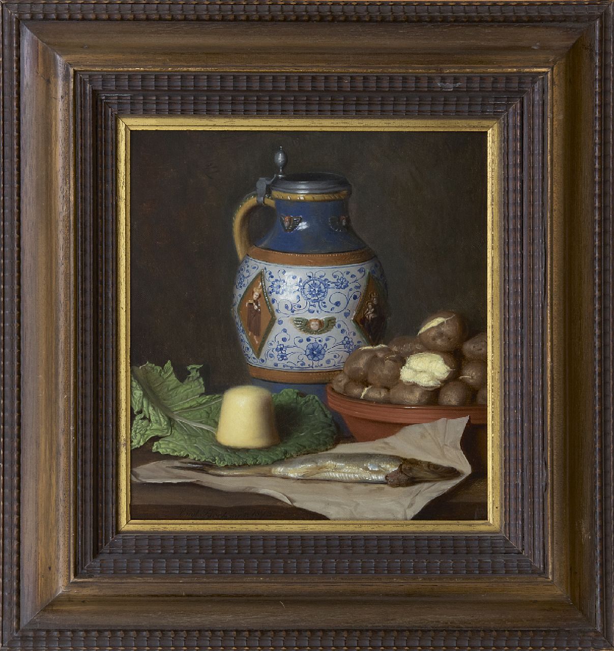 Brehmer E. | Emil Brehmer | Schilderijen te koop aangeboden | Keukenstilleven, olieverf op doek 31,0 x 28,4 cm, gesigneerd linksonder en gedateerd 1873 Brehmer E. | Emil Brehmer | Schilderijen te koop aangeboden | Keukenstilleven, olieverf op doek 31,0 x 28,4 cm, gesigneerd linksonder en gedateerd 1873