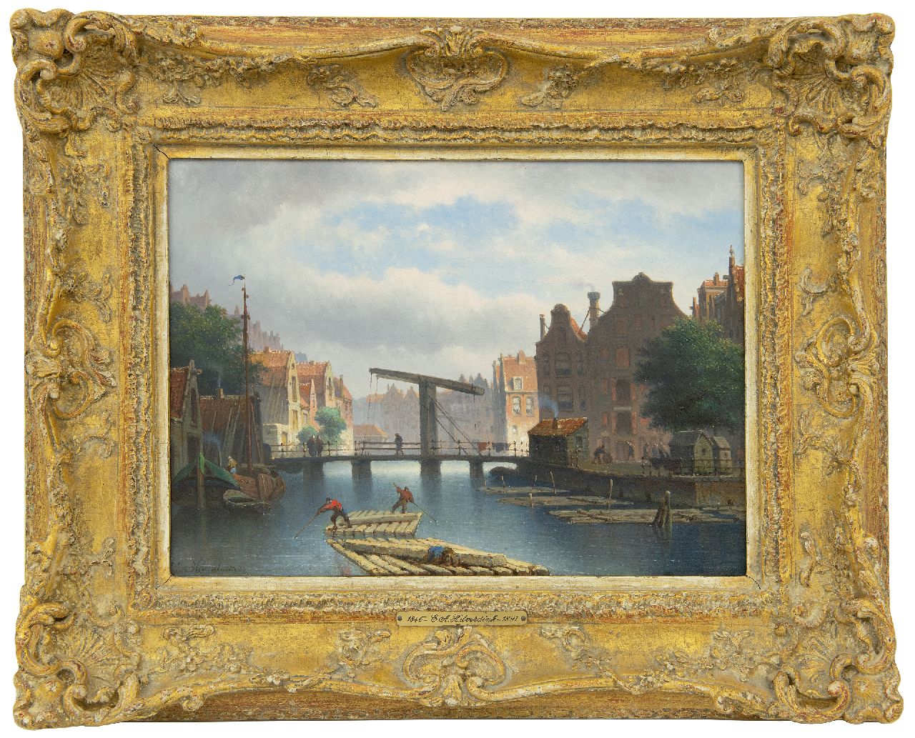 Hilverdink E.A. | Eduard Alexander Hilverdink, Amsterdams stadsgezicht (alleen tezamen met pendant), olieverf op paneel 22,9 x 32,0 cm, gesigneerd linksonder en gedateerd '69 Hilverdink E.A. | Eduard Alexander Hilverdink, Amsterdams stadsgezicht (alleen tezamen met pendant), olieverf op paneel 22,9 x 32,0 cm, gesigneerd linksonder en gedateerd '69