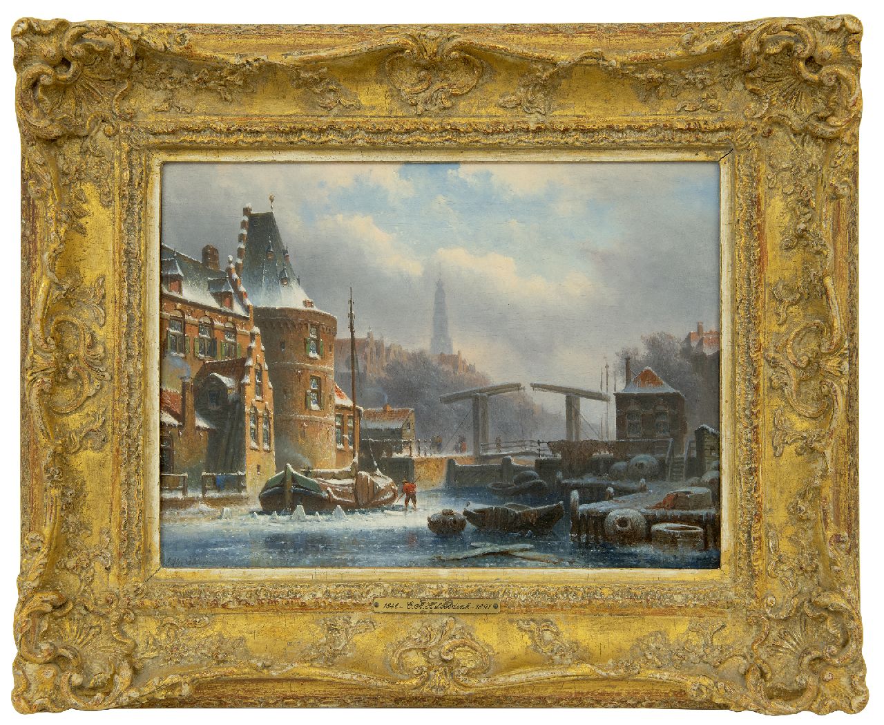 Hilverdink E.A.  | Eduard Alexander Hilverdink, Amsterdamse gracht in de winter (alleen tezamen met pendant), olieverf op paneel 23,2 x 31,5 cm, gesigneerd linksonder en gedateerd '69