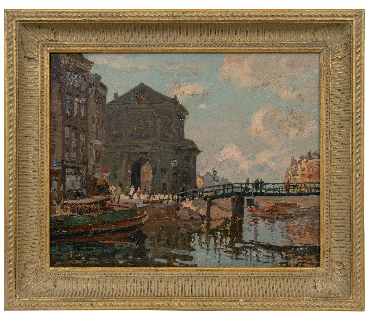 Bogman jr. H.A.C. | Hermanus Adrianus Charles 'Herman' Bogman jr., Gezicht op de Delftsche Poort in Rotterdam, olieverf op doek 40,3 x 51,5 cm, gesigneerd linksonder en ca. 1910-1939 Bogman jr. H.A.C. | Hermanus Adrianus Charles 'Herman' Bogman jr., Gezicht op de Delftsche Poort in Rotterdam, olieverf op doek 40,3 x 51,5 cm, gesigneerd linksonder en ca. 1910-1939