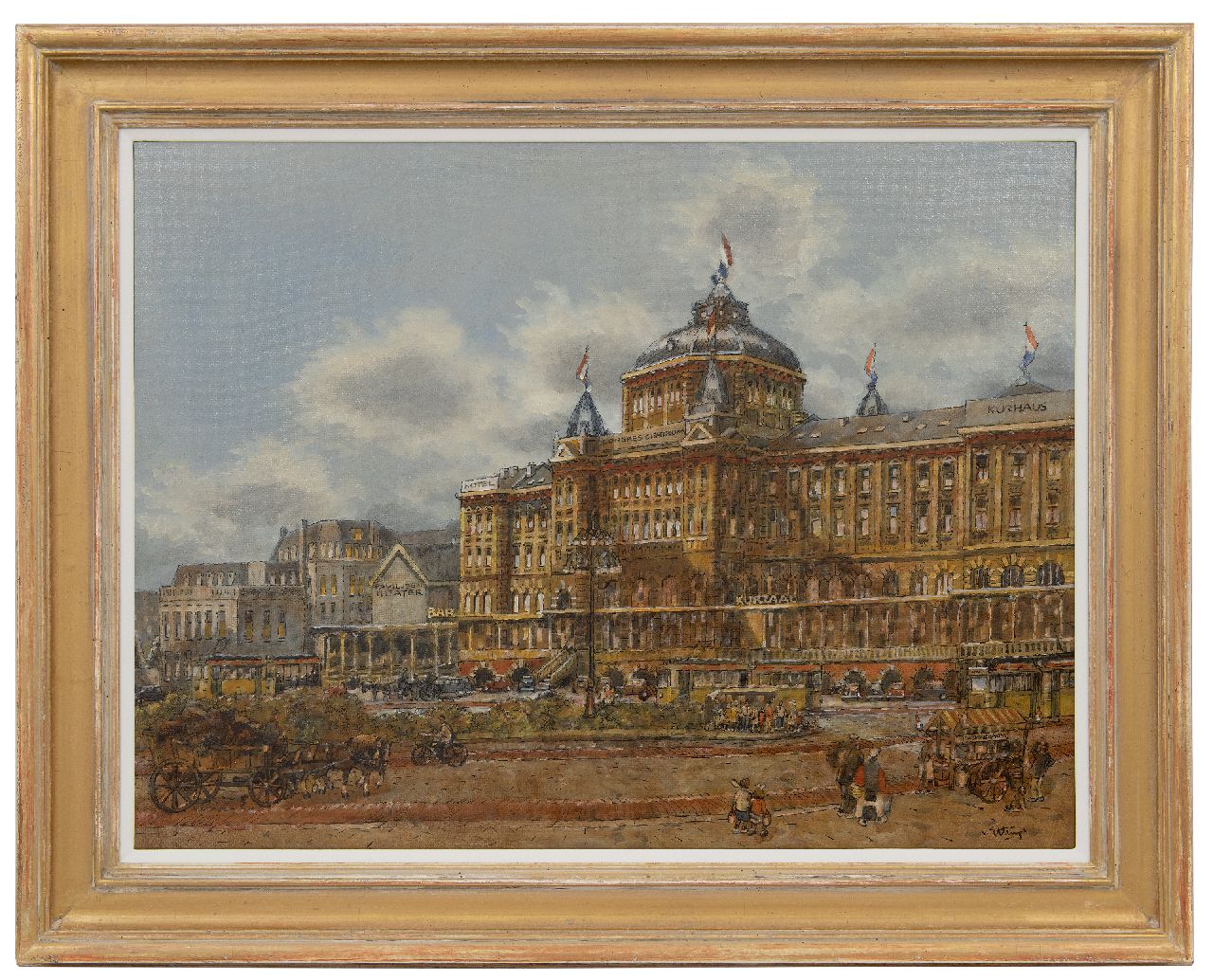 Ettinger B.C. van | Borgert Carolus 'Carel' van Ettinger | Schilderijen te koop aangeboden | Het Kurhaus in Scheveningen, olieverf op board 60,2 x 80,1 cm, gesigneerd rechtsonder (geen lijst) en gedateerd verso 'Scheveningen' augustus 1976