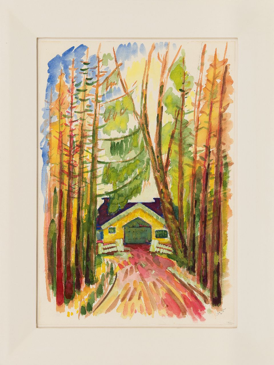 Steenmeijer S.J.  | Siemen Johannes 'Simon' Steenmeijer | Aquarellen en tekeningen te koop aangeboden | Landweg, Groningen, krijt en aquarel op papier 54,8 x 37,6 cm, gesigneerd rechtsonder met monogram