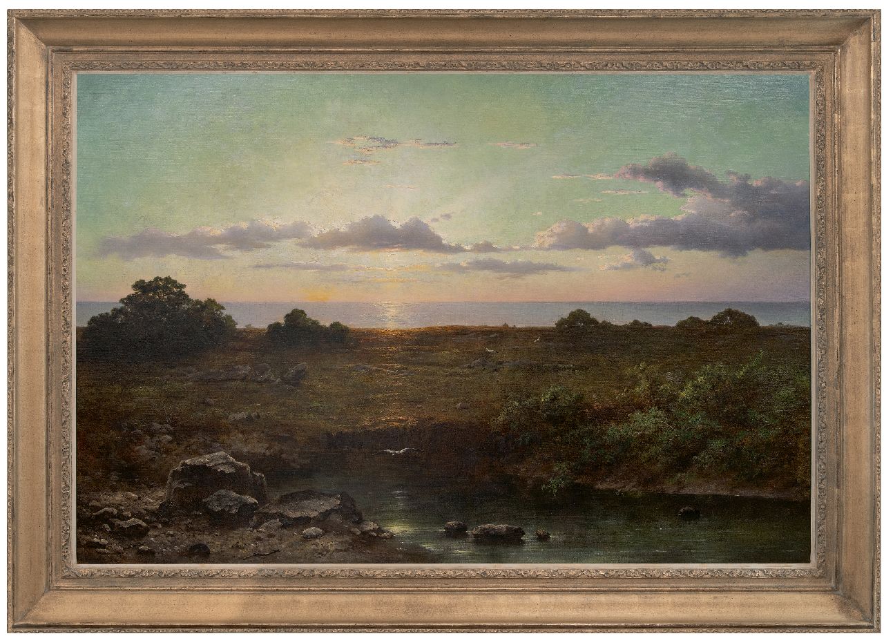 Hanedoes L. | Louwrens Hanedoes | Schilderijen te koop aangeboden | Zonsondergang nabij Le Havre, olieverf op doek 111,0 x 166,2 cm, gesigneerd linksonder Hanedoes L. | Louwrens Hanedoes | Schilderijen te koop aangeboden | Zonsondergang nabij Le Havre, olieverf op doek 111,0 x 166,2 cm, gesigneerd linksonder